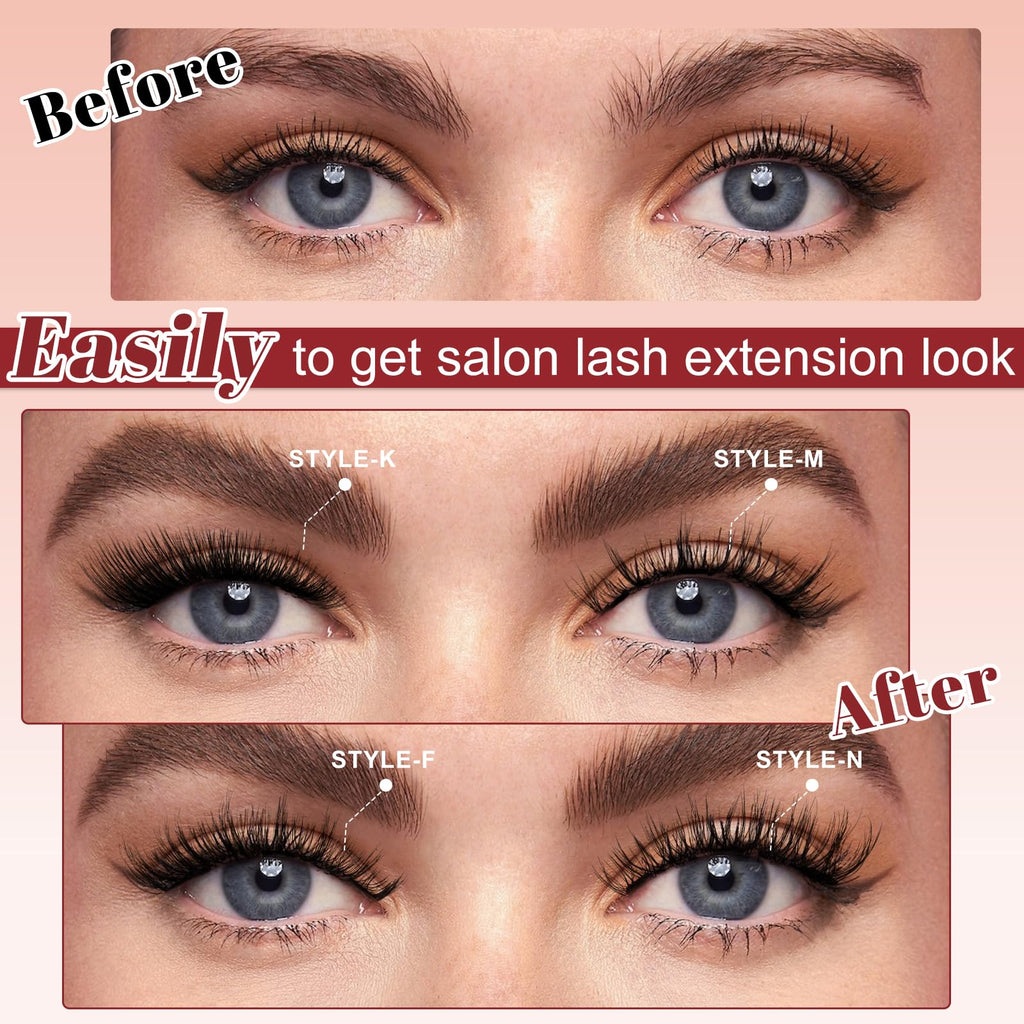 Higu clace Magnetic-Lashes with Applicator, 4 Pairs Magnetic Eyelashes No Glue or Eyeliner Needed, Easy to Wear and Remove(Style 4B)