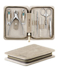Manicure Set 8 in 1,Professional Pedicure kit,Stainless Steel Manicure Kit,Portable Travel Grooming Kit Nail Care Tools,Nail Clippers Pedicure Tools with Leather Travel Case (Brown)