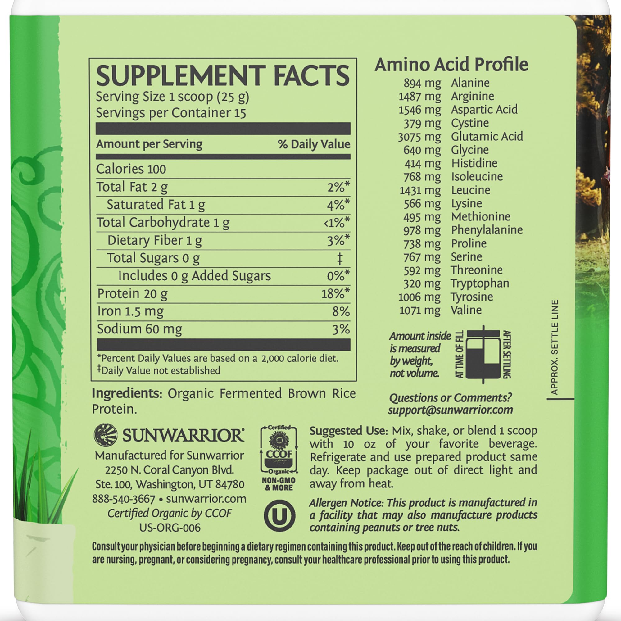 Sunwarrior Brown Rice Protein Powder with Bcaa & Amino Acids Raw Rice Protein Shake Gluten Free Low Carb Dairy Free | Plant Based Classic Sprouted Brown Rice Protein Powder Natural 375g
