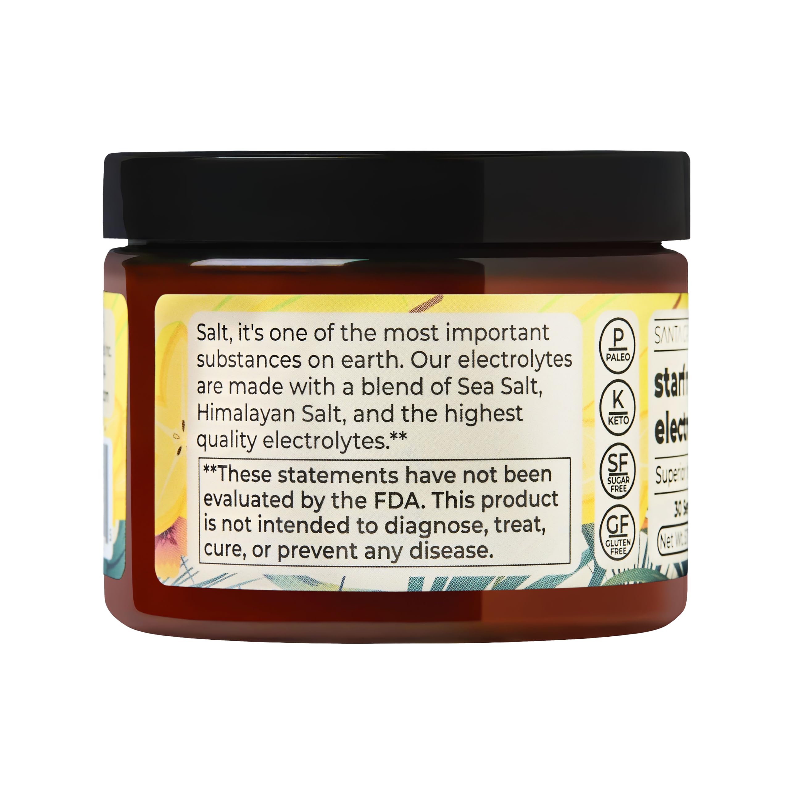 Santa Cruz Paleo Electrolyte Powder, Starfruit Flavor, Sugar Free Hydration Drink Mix with Himalayan Pink Salt, Sea Salt, Magnesium Glycinate, Potassium Chloride, Sweetened with Stevia, 30 Servings