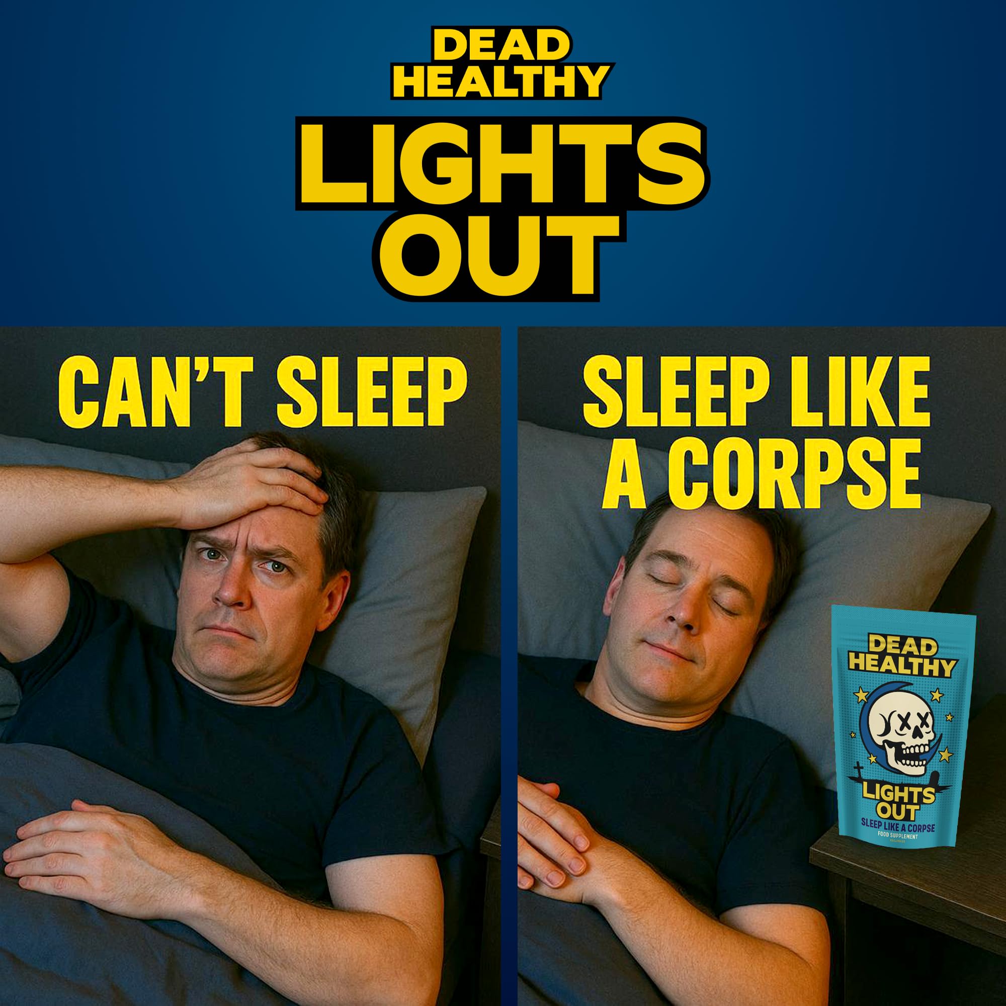 Dead Healthy Lights Out – Premium Night-Time Sleep Support with Magnesium, L-Theanine, Lemon Balm & Tart Cherry – 60 Vegan Capsules – Made in the UK