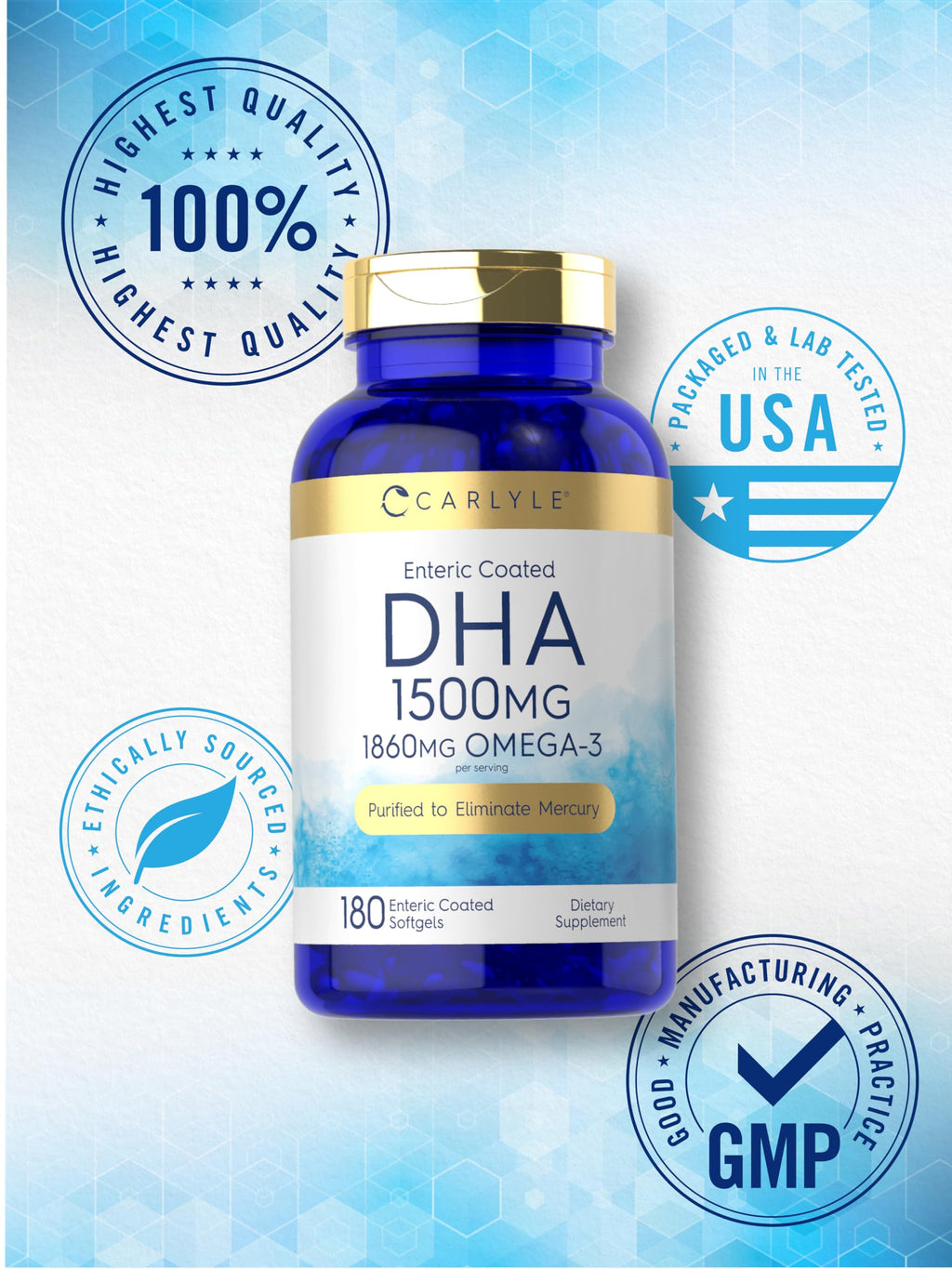Carlyle DHA Supplement 1500mg | 180 Softgels | Omega-3 Supplement
