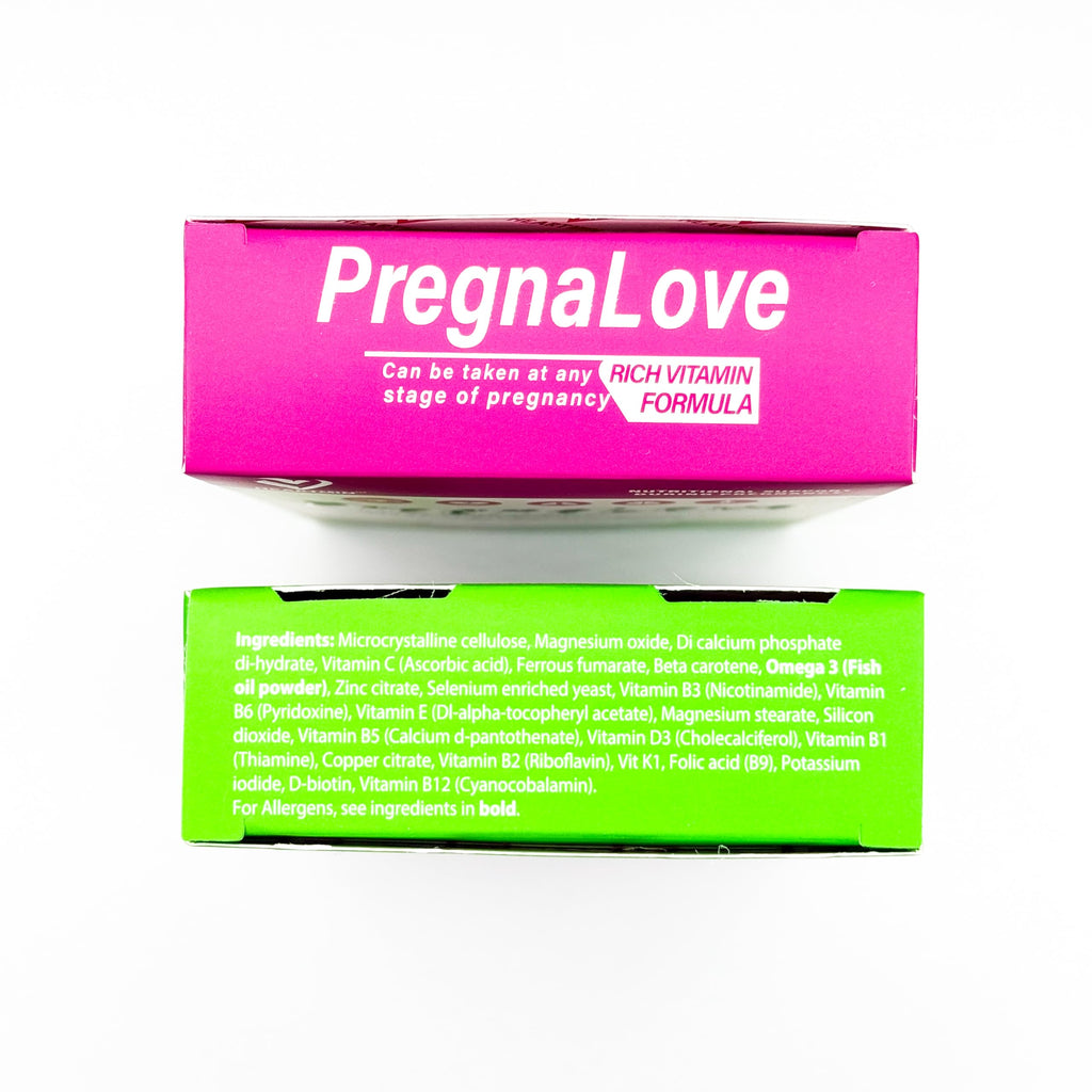 PregnaLove Original Pregnancy Support Vitamins Tablets - Conception & Fertility Prenatal Care for Women, Supplement with Added Omega-3, Zinc, Vitamin D & Iron