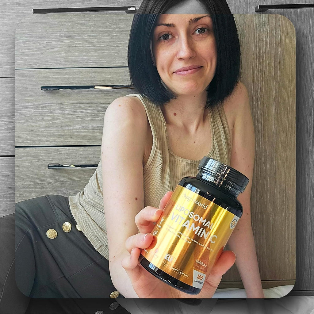 Premium Liposomales Vitamin C - 180 vegane Kapseln mit 1000mg reinem Vitamin am Tag - Laborgeprüft in Deutschland - 100% Natürliche Liposomal Vitamine für Jung & Alt - Mit Hagebutte