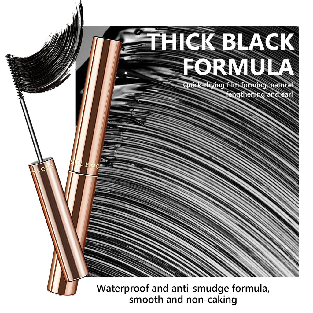 Black Mascara for Older Women 60 Plus - Telescopic Mascara Waterproof Specially Designed for Mature Women, Smudge-proof, Ultra-Precise Slim Adjustable Brush to Any Angle, Smudge-proof,No Clumps