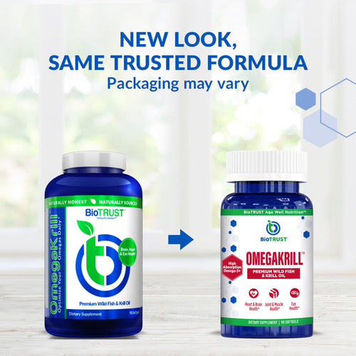 BioTrust OmegaKrill EPA & DHA Omega 3 Supplement, Fish and Krill Oil to Provide Support for Joint, Heart, Brain, Eye and Skin (30 Servings)