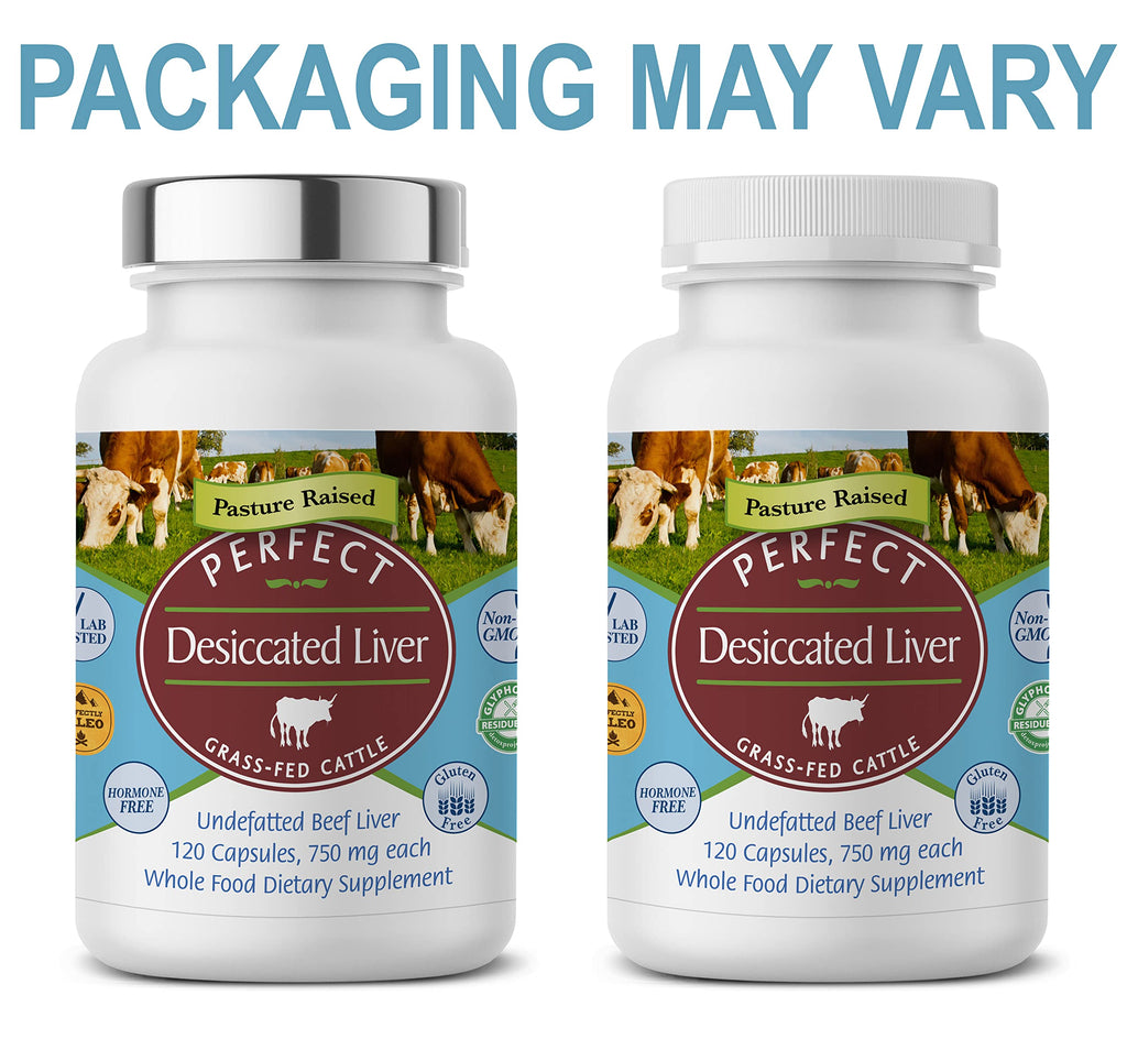 Perfect Supplements – Desiccated Beef Liver Capsules Grass Fed Supplement -Natural Source of Protein, Iron, Vitamins A & B- Boosts Energy and Immunity - No Chemicals No Dairy and Hormone Free