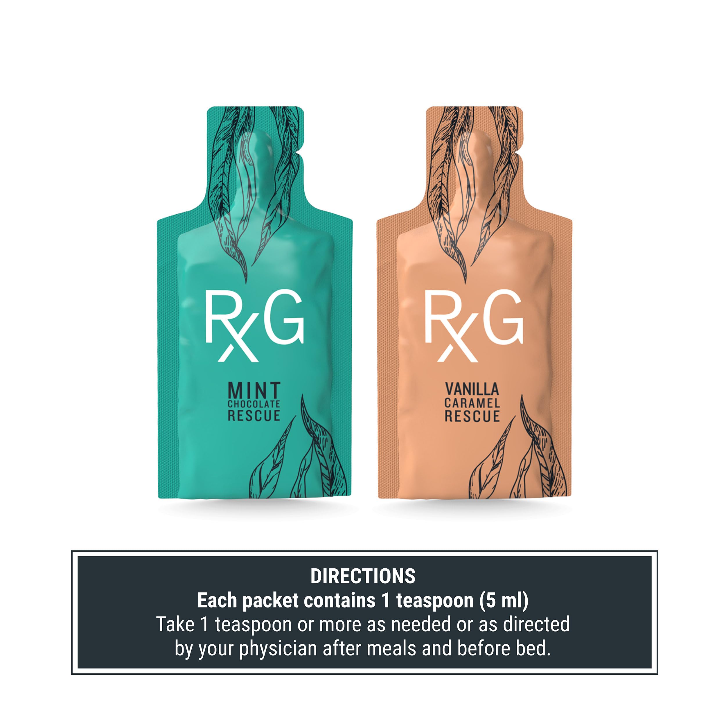 REFLUX GOURMET Mint Chocolate & Vanilla Caramel Rescue – Alginate Complex – Digestive Support Formula – Single Serve 25 Pack