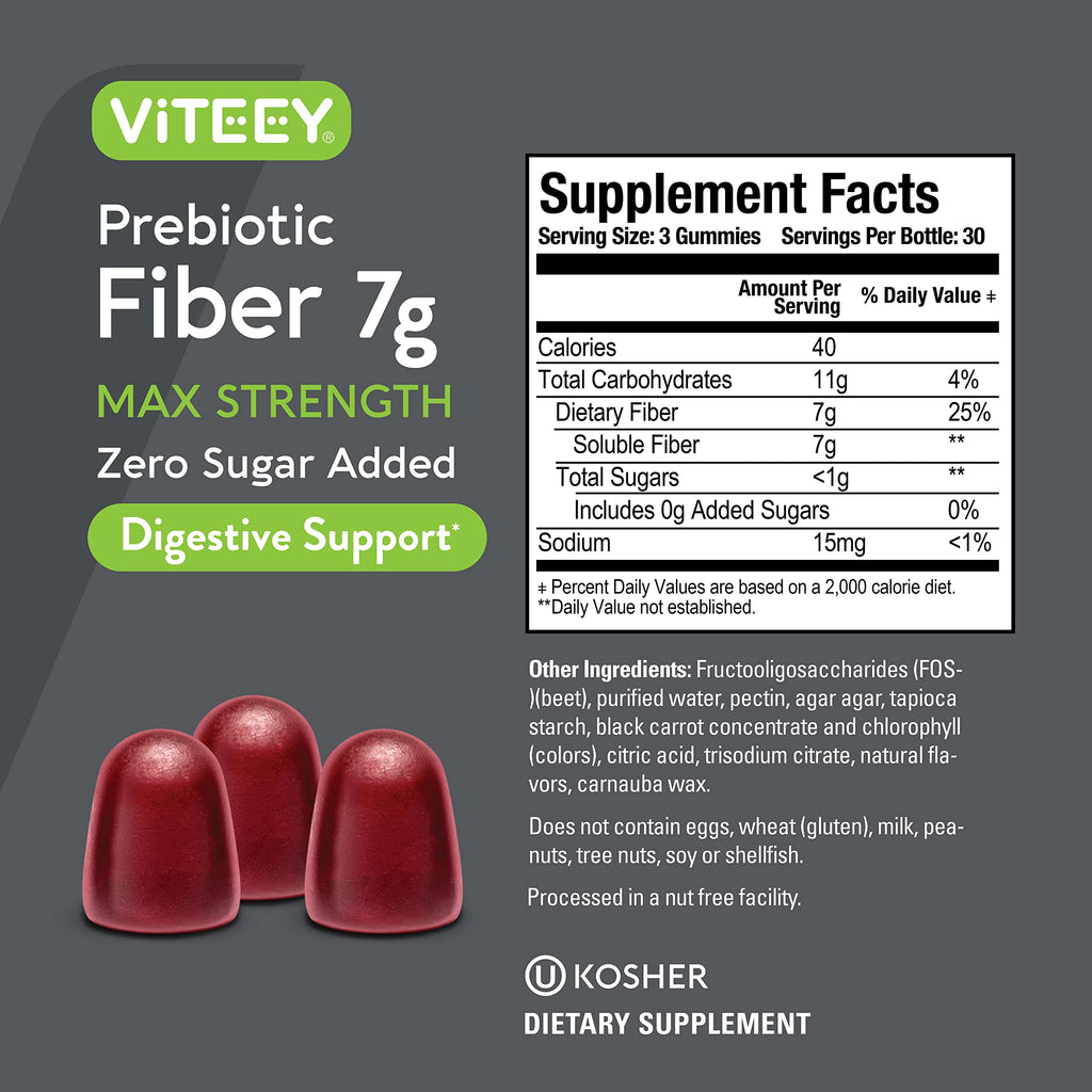 Viteey Prebiotic Fiber Gummies for Adults, 7g