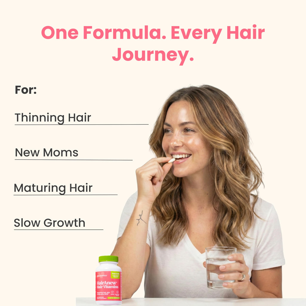 Hair Growth Vitamins for Women & Men for Faster Hair Growth, Vegan, 60 Capsules - 11 Ingredients & 5000mcg Biotin for Thicker Fuller Stronger Locks + Skin & Nail Health - Naturenetics HairAnew