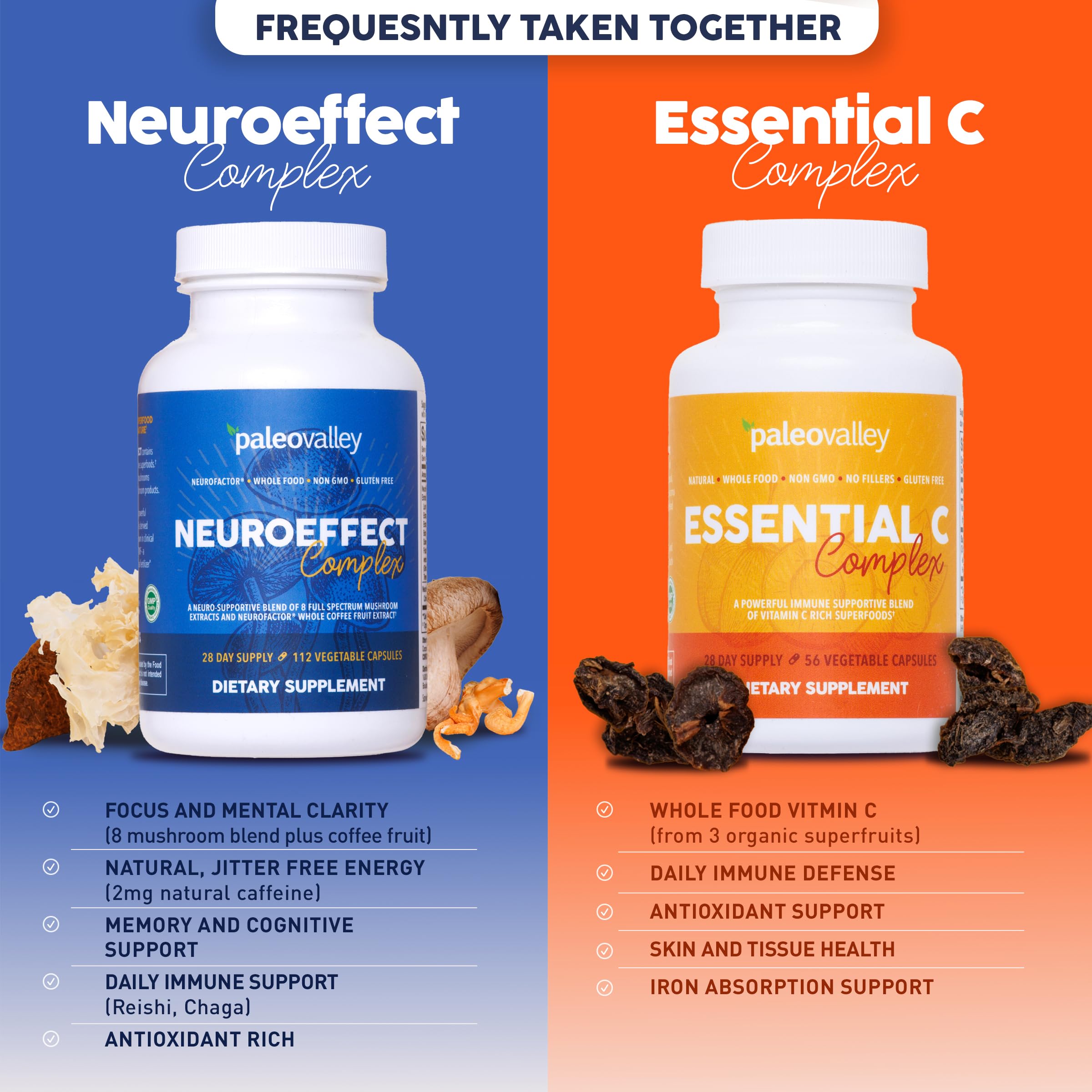 Paleovalley NeuroEffect - Neuro Mushroom Coffee Nutritional Supplement for Focus, Memory, and Energy Support - 28-Day Supply - 8 Full Spectrum Mushroom and Whole Coffee Fruit Extracts