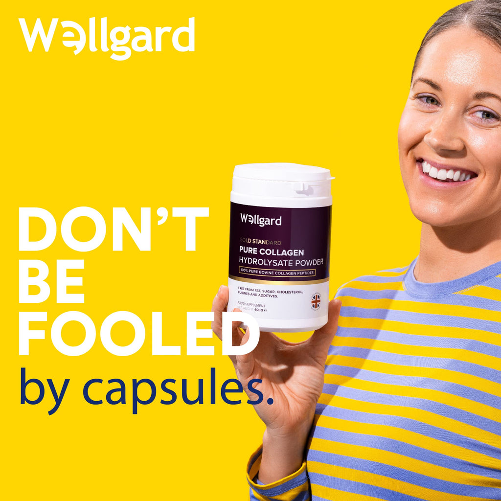 Collagen Powder, Gold Standard Bovine Collagen Peptides Powder by Wellgard - High Levels of The 8 Essential Amino Acids, Collagen Supplements for Women & Men, Halal Collagen, Made in UK