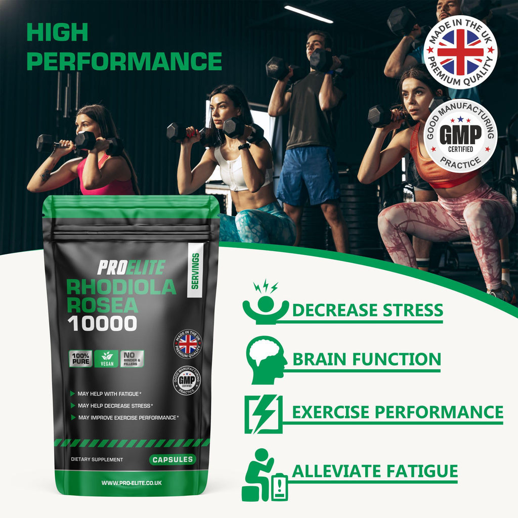 Rhodiola Rosea Extract 500mg 60 Vegan Capsules | 3% Standardised Rosavins 1% Salidrosid | Arctic Root Nootropic Adaptogen Supplement | Premium Rhodiola Root Extract | Made in UK by PROELITE