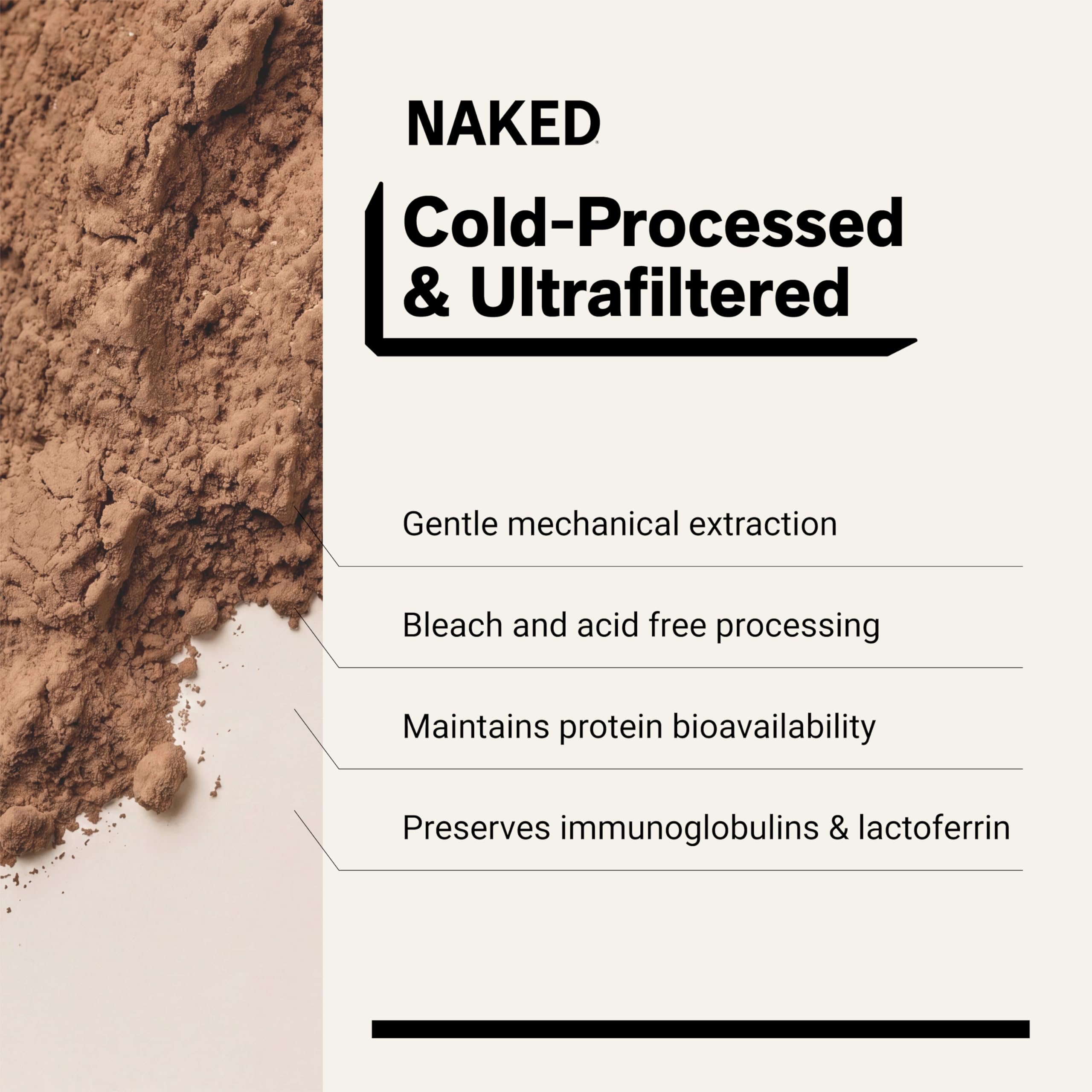 NAKED Whey Chocolate Protein Powder - Only 3 Ingredients - Grass Fed Whey Protein Powder, Organic Chocolate and Organic Coconut Sugar, NSF Certified, No GMO, No Soy, and Gluten Free - 24 Servings