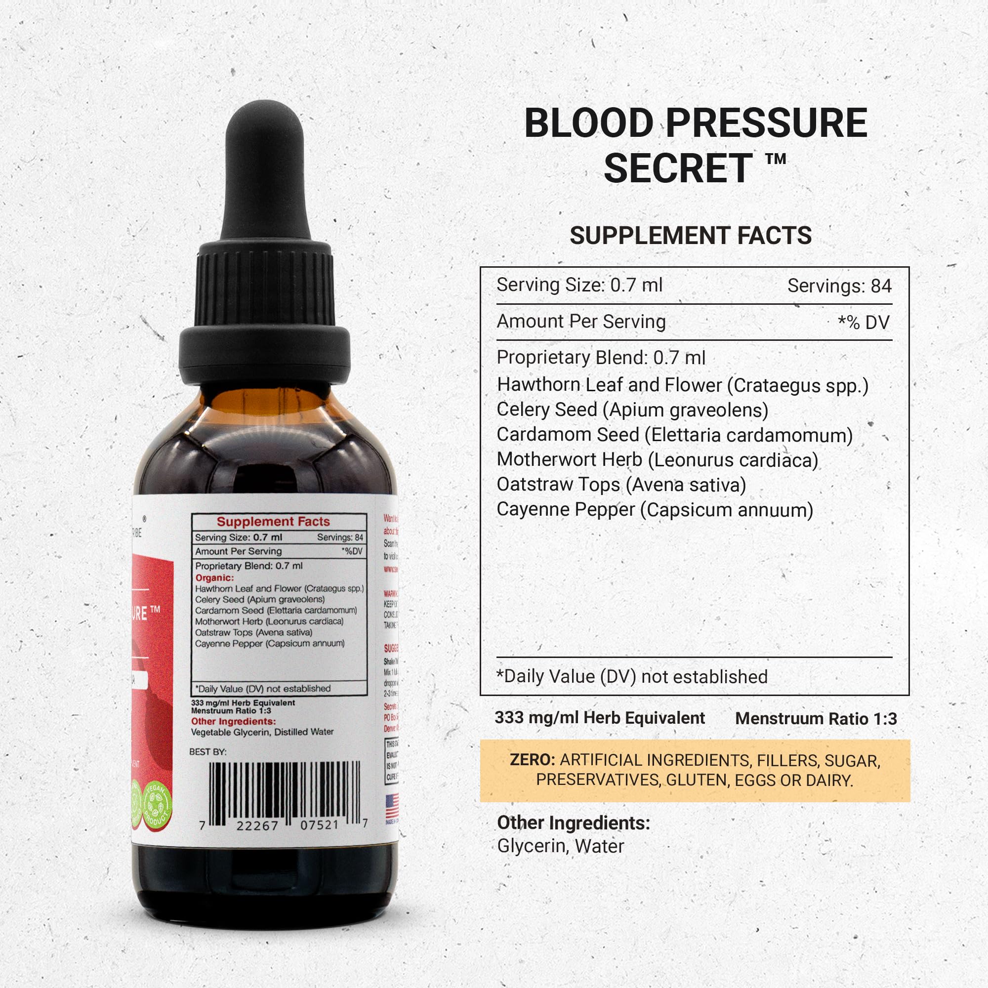 Secrets of the Tribe - Blood Pressure Secret, Healthy Circulation Formula, Herbal Supplement Blend Drops Alcohol-Free Liquid Extract (2 fl oz)