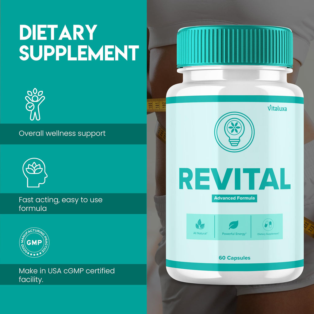 Revital Capsules, Revital Cactus Supplement Pills Premium Advanced Formula for Overall Health & Wellness, Re Vital All Natural Blood Support for Men Women Revitale Plus Vitamins (60 Capsules)