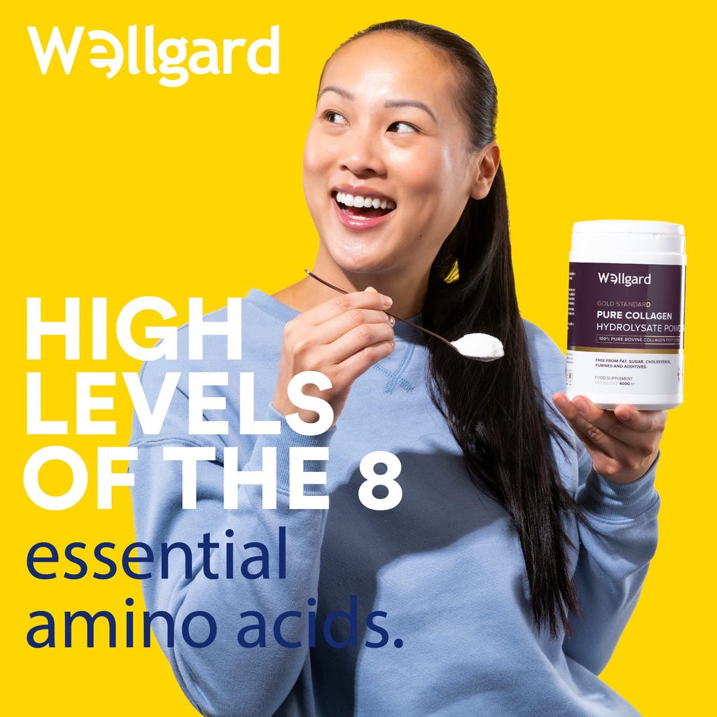 Collagen Powder, Gold Standard Bovine Collagen Peptides Powder by Wellgard - High Levels of The 8 Essential Amino Acids, Collagen Supplements for Women & Men, Halal Collagen, Made in UK