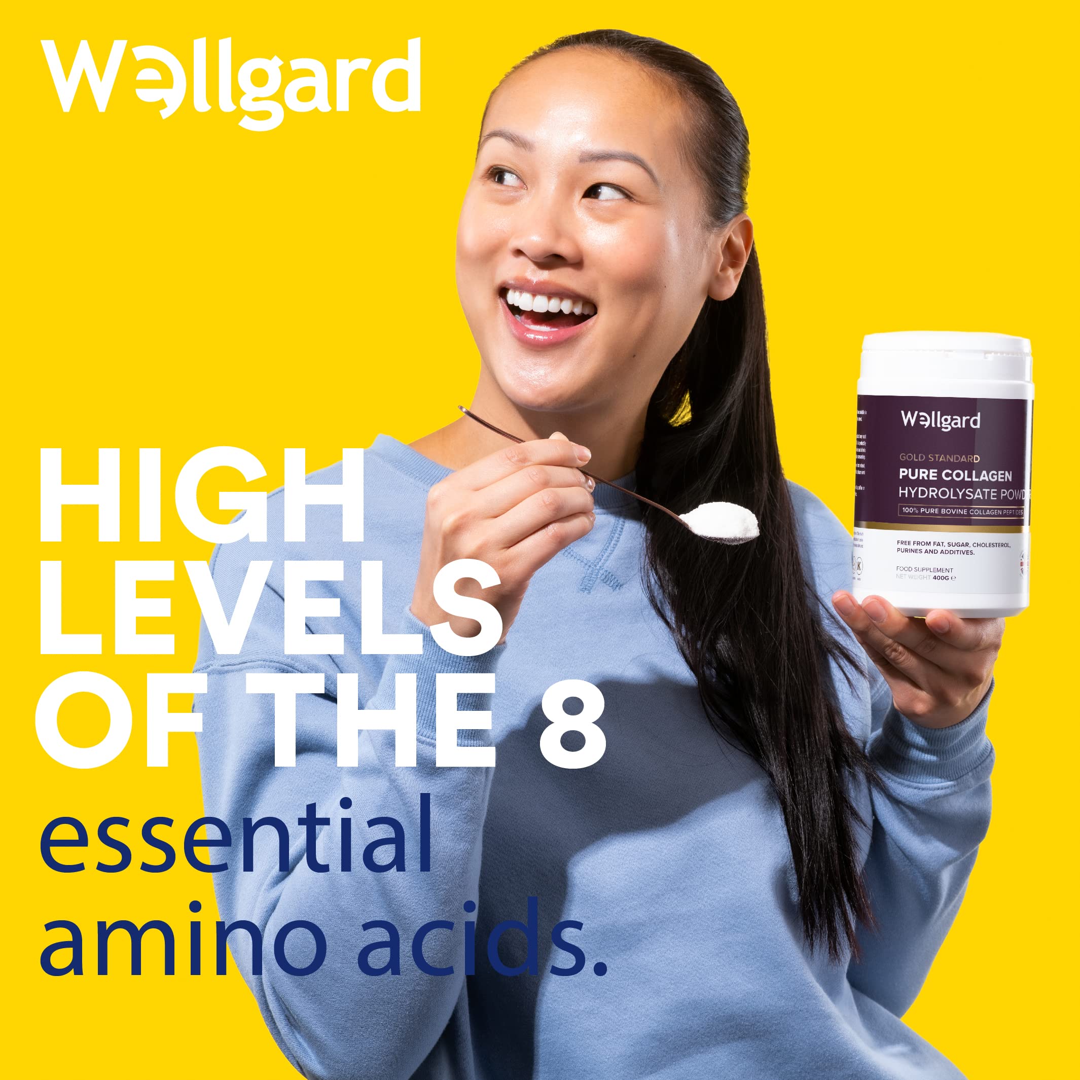Collagen Powder, Gold Standard Bovine Collagen Peptides Powder by Wellgard - High Levels of The 8 Essential Amino Acids, Collagen Supplements for Women & Men, Halal Collagen, Made in UK