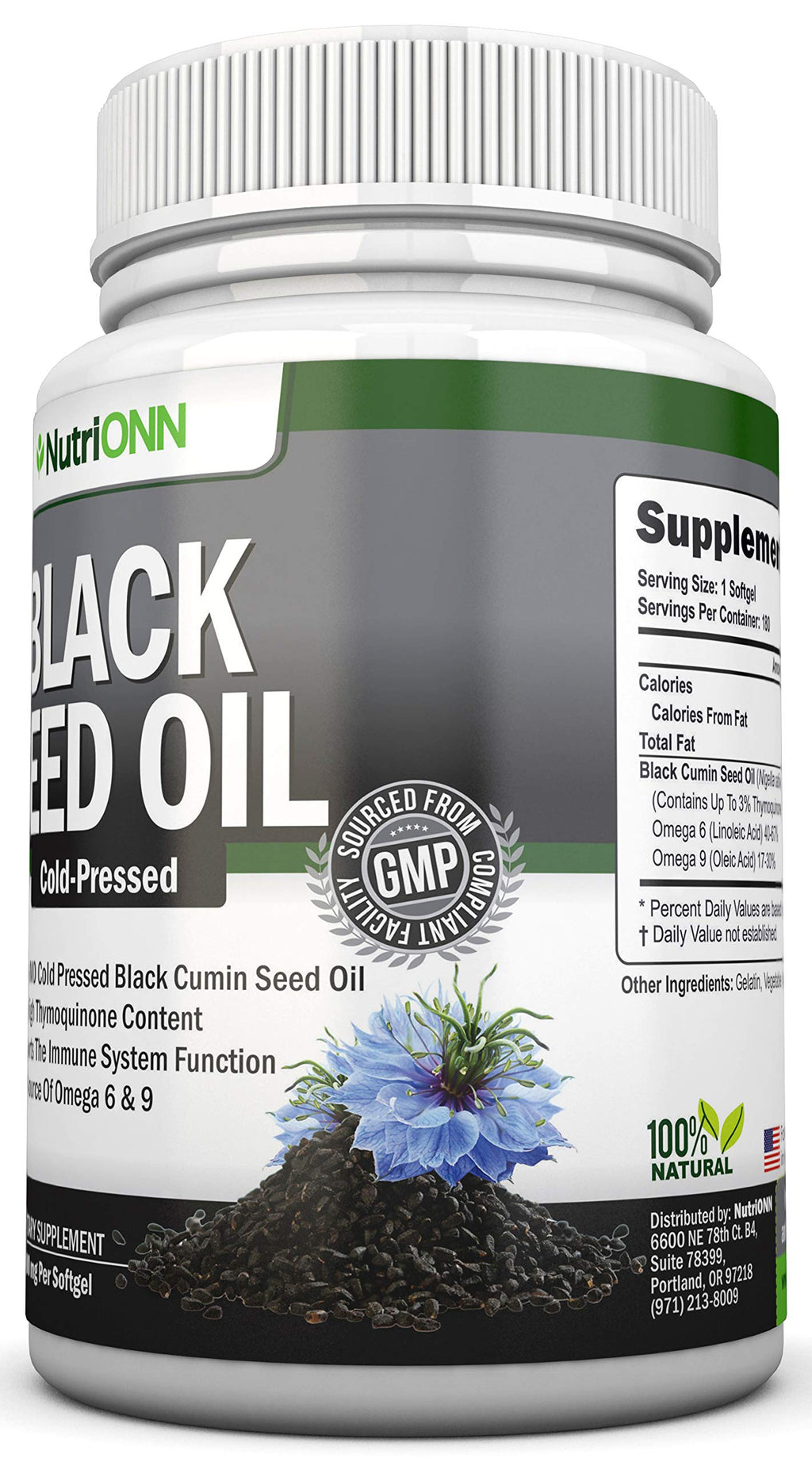 Black Seed Oil - 1000 Mg - 180 Softgels - Cold-Pressed Non-GMO Black Cumin Seed Capsules - Super High Thymoquinone Content - Nigella Sativa - Rich in Omega 6 & 9 Fatty Acids - Immune Health Support