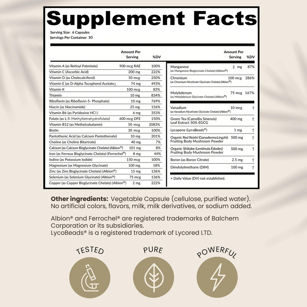 HPD Rx ONE Immunity Boost Multivitamin Supplements for Women and Men | Advanced Immunity Defense Support | Helps Immune Response | 1-Month Supply, 180 Capsules, Pack of 1