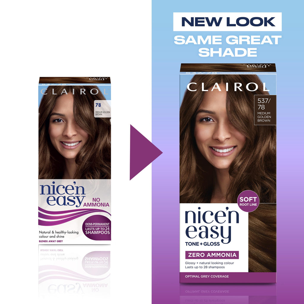Clairol Nice'n Easy Tone+Gloss Semi Permanent Hair Dye - 537/78 Medium Golden Brown