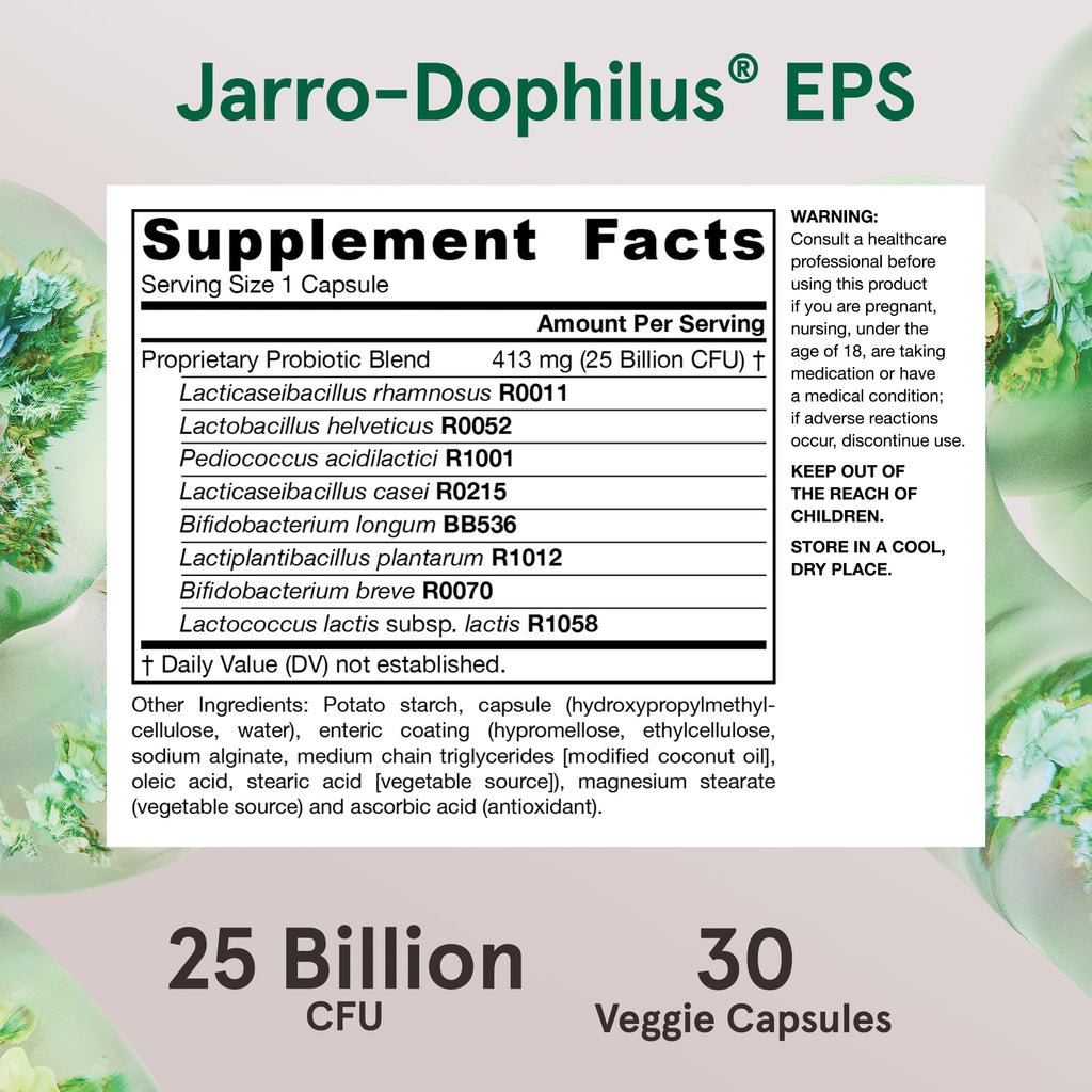Jarrow Formulas Probiotics for Women and Men Digestive Health - Probiotic Nutritional Supplements, Gut Health, 25 Billion CFU, 30 Capsules, 30 Day Supply