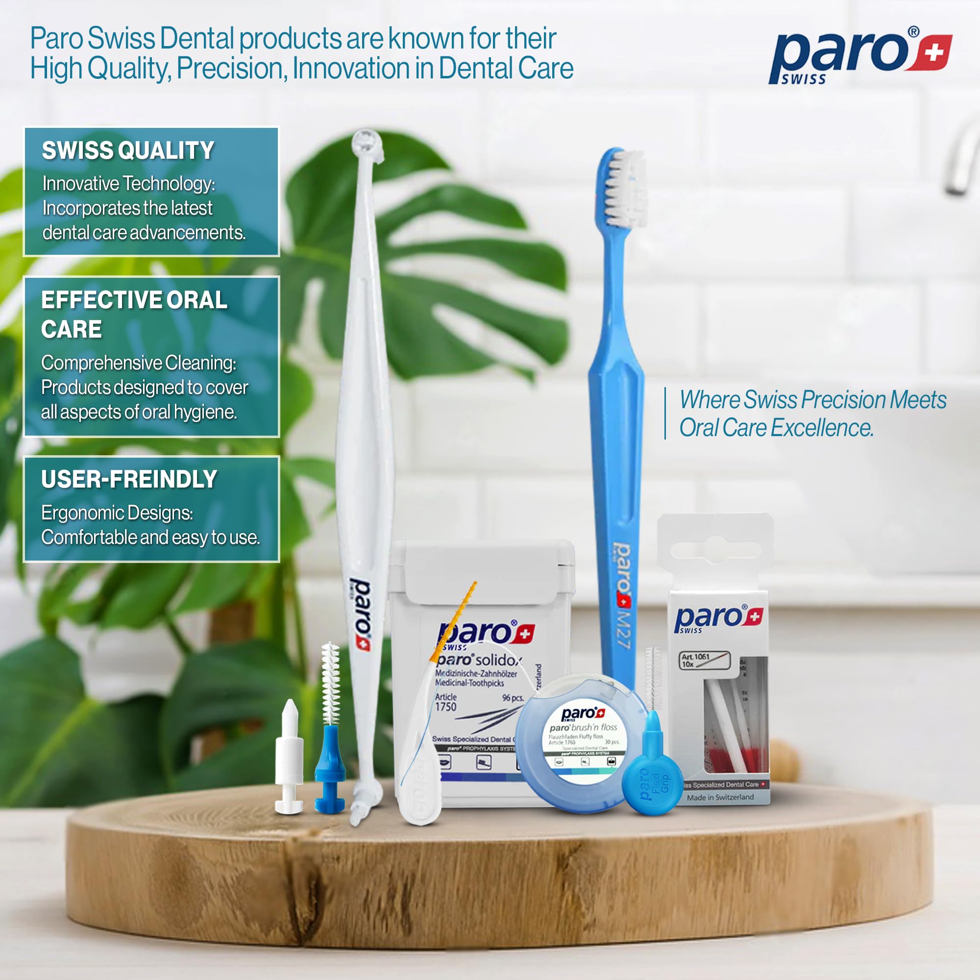Paro Swiss Isola Long Interdental Brush Fine Green, Cylindrical 5 mm, 10 Count – Dental Brushes for Daily Oral Hygiene (6 Pack)