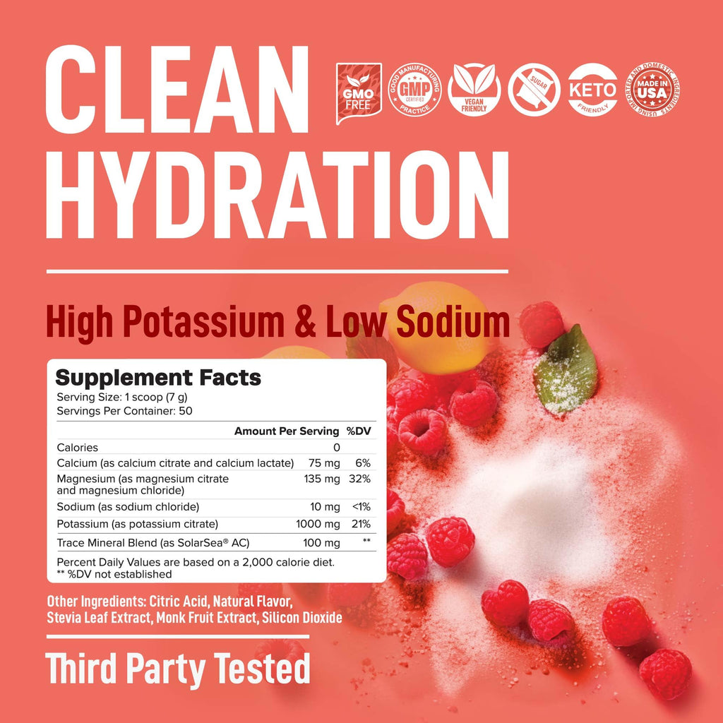 Keppi Electrolytes Powder – Raspberry Lemonade Flavor 50 Servings – No Sugar Hydration Supplement with Magnesium, Potassium, Sodium – Keto, Vegan, Fasting-Friendly, Zero Calorie Electrolyte Drink