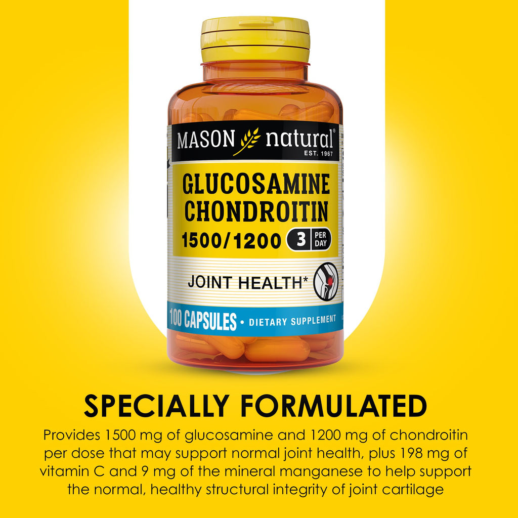 MASON NATURAL Glucosamine Chondroitin 1500/1200 & Vitamin C, 60 Day Supply