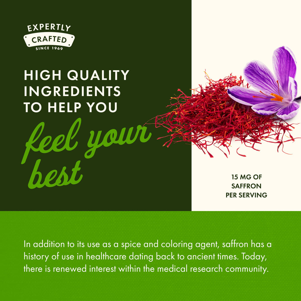 Swanson Full Spectrum Organic Spanish Saffron Mood and Stress Support Supplement for Adults Seeking Natural Relaxation - Whole Ground Stigmas (60 Vegan Capsules, 15 mg, 2 Pack)