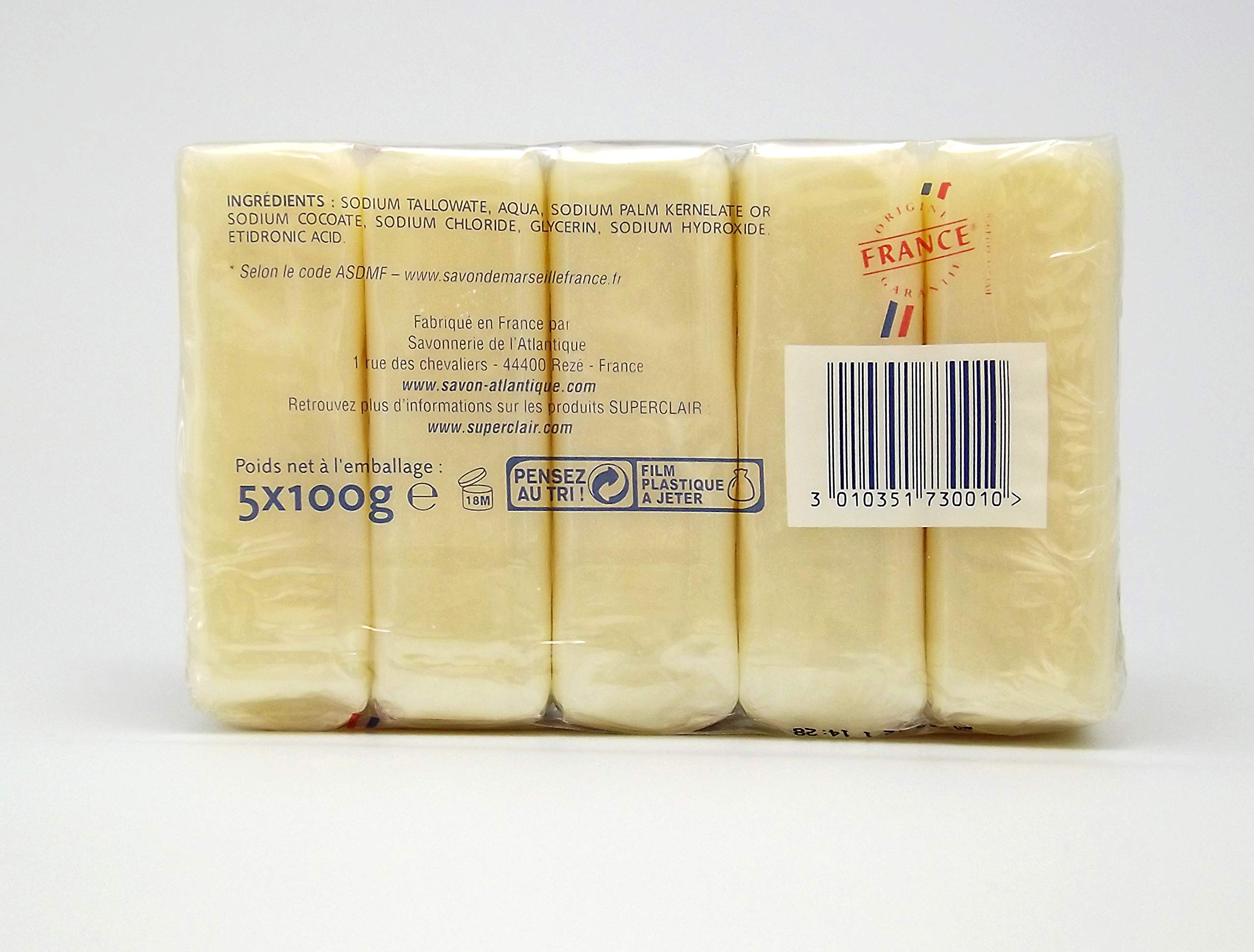Lot de 5 savonnettes Marseille 100g