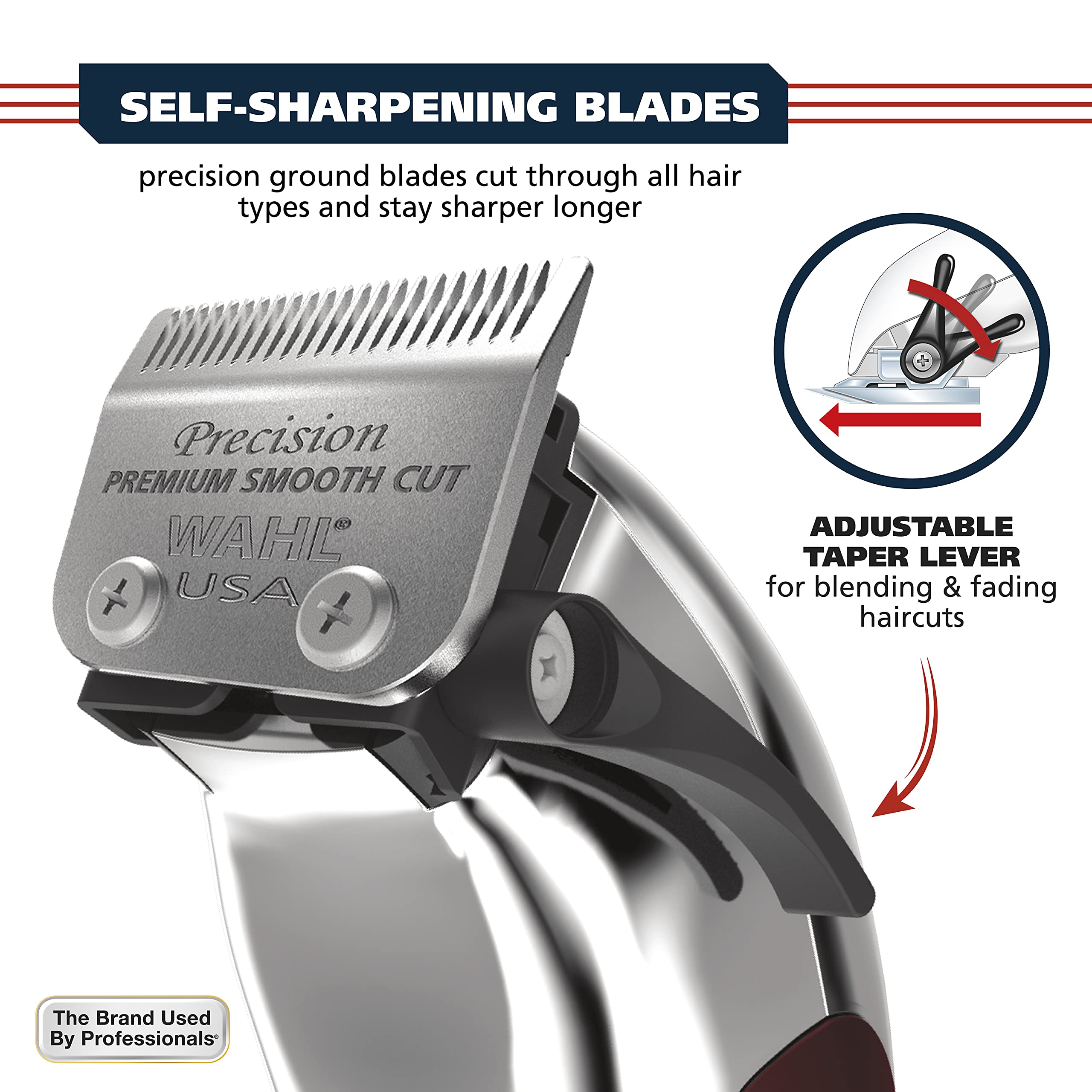 Wahl USA Pro Ultra Quiet High Torque Corded Hair Clipper for Ultra Quiet Operation and Cooler Operating Temperatures, Metal Housing with Bonus Hair Clipping Guard Caddy - Model 3000097