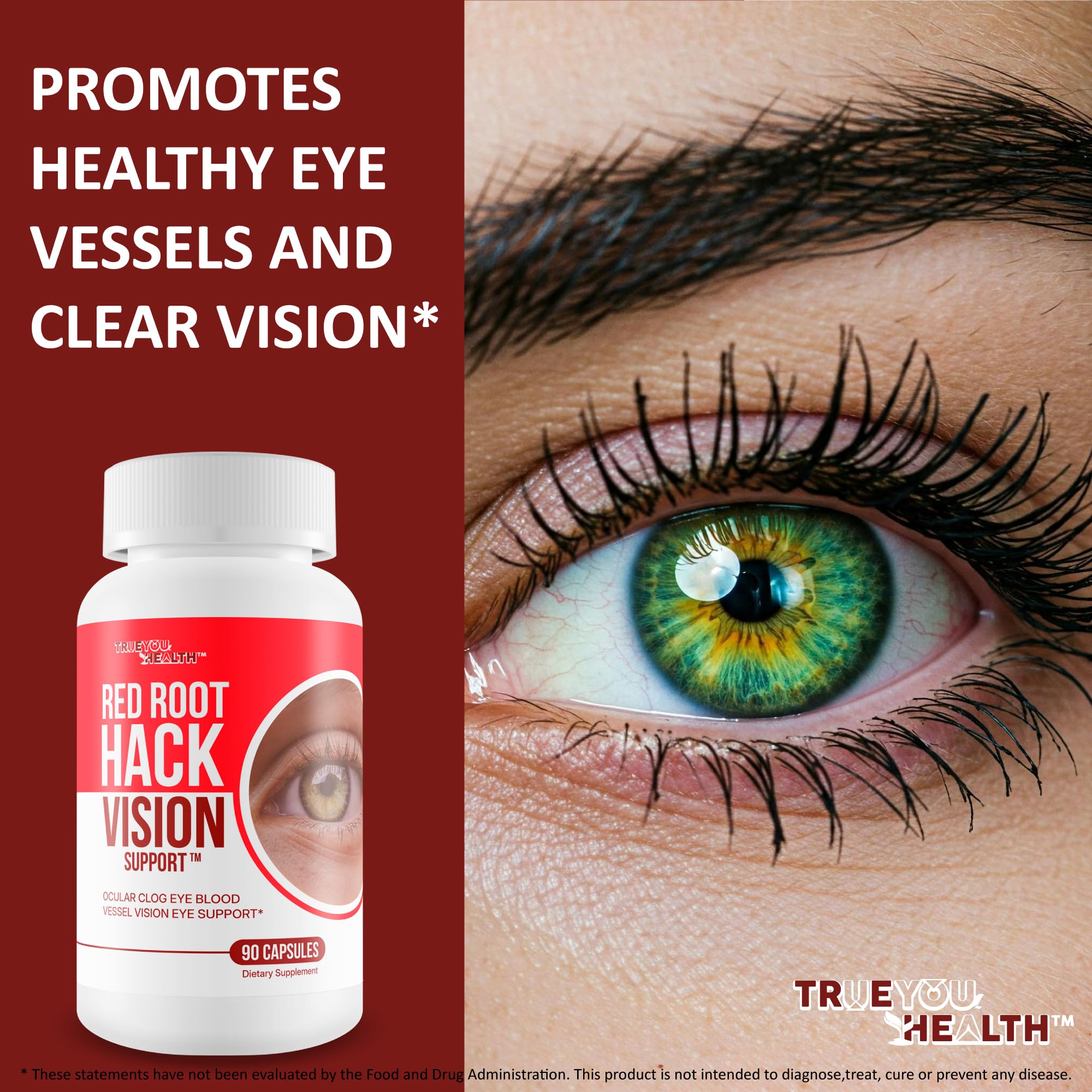 Red Root Hack Vision Supplement - Our Best Eye Pills for Ocular Clog - Vision Eye Vitamins to Improve Eyesight - Our Best Bloodflow Vision Pills Sight Care Formula with Vitamin A, Lutein, Zeaxanthin