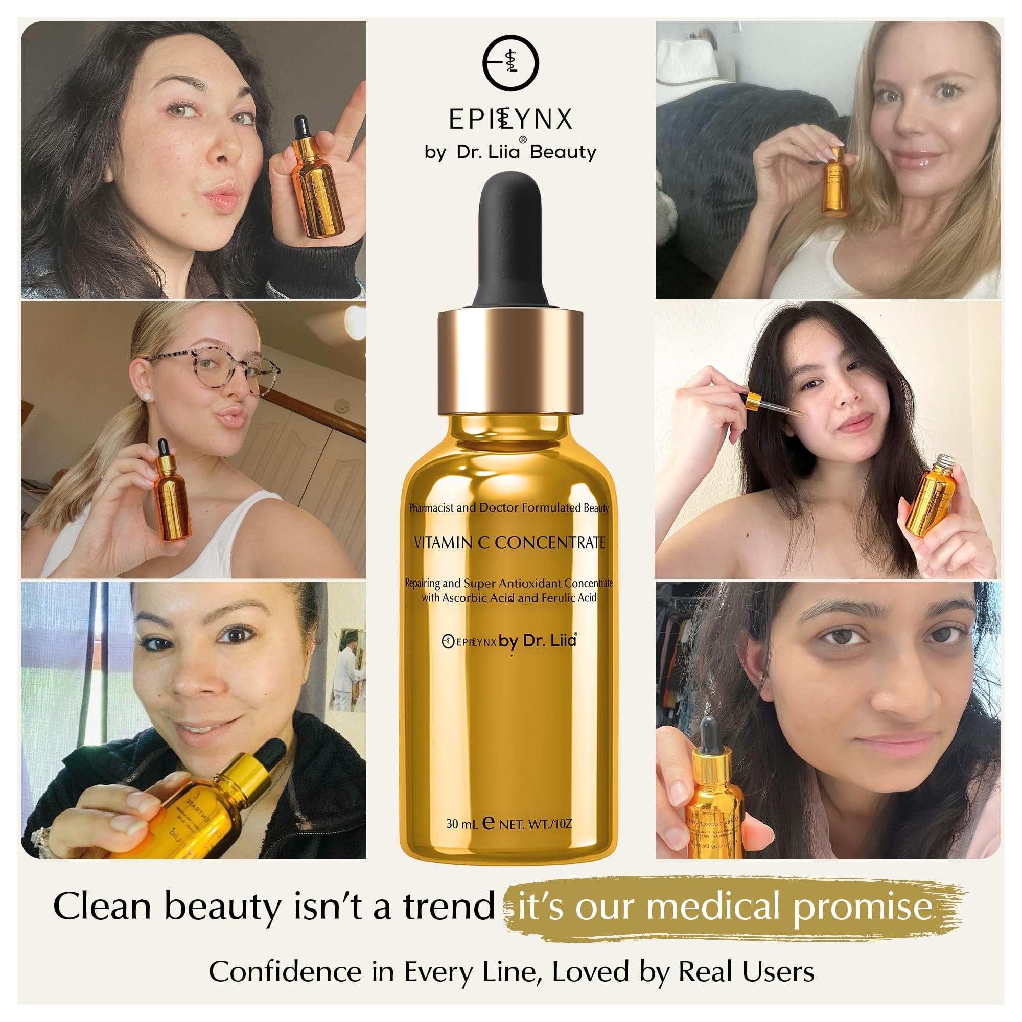 EpiLynx Vitamin C Face Serum - Antioxidant Rejuvenating Vitamin C Serum for Face - Repairs Skin Barrier & Hydrates Dark Spot Remover - Vegan, Gluten-Free for Sensitive Skin