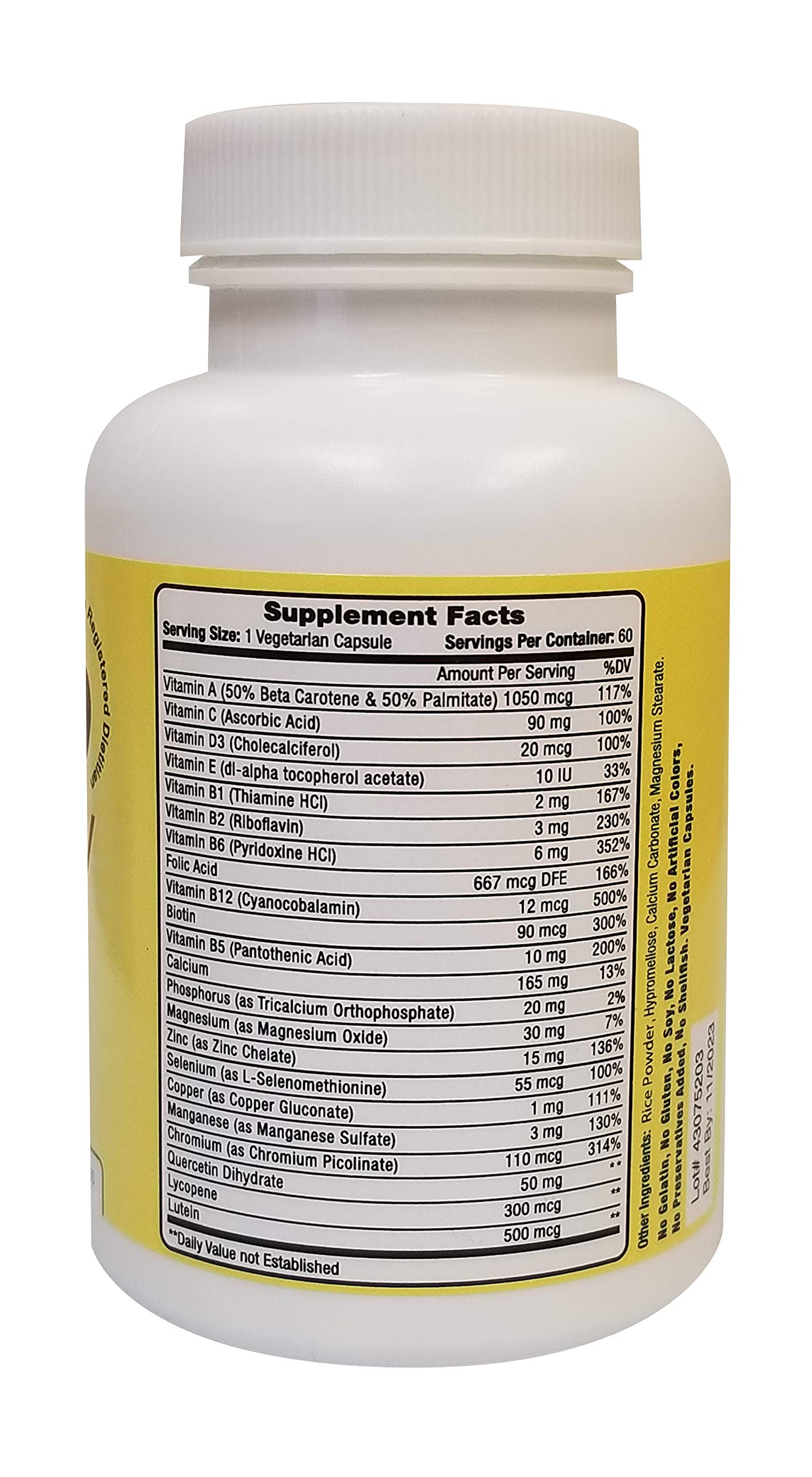 K Free Daily Multivitamin - No Vitamin K - Safe for People on Blood Thinners - 60 Capsules (2 Months Supply)