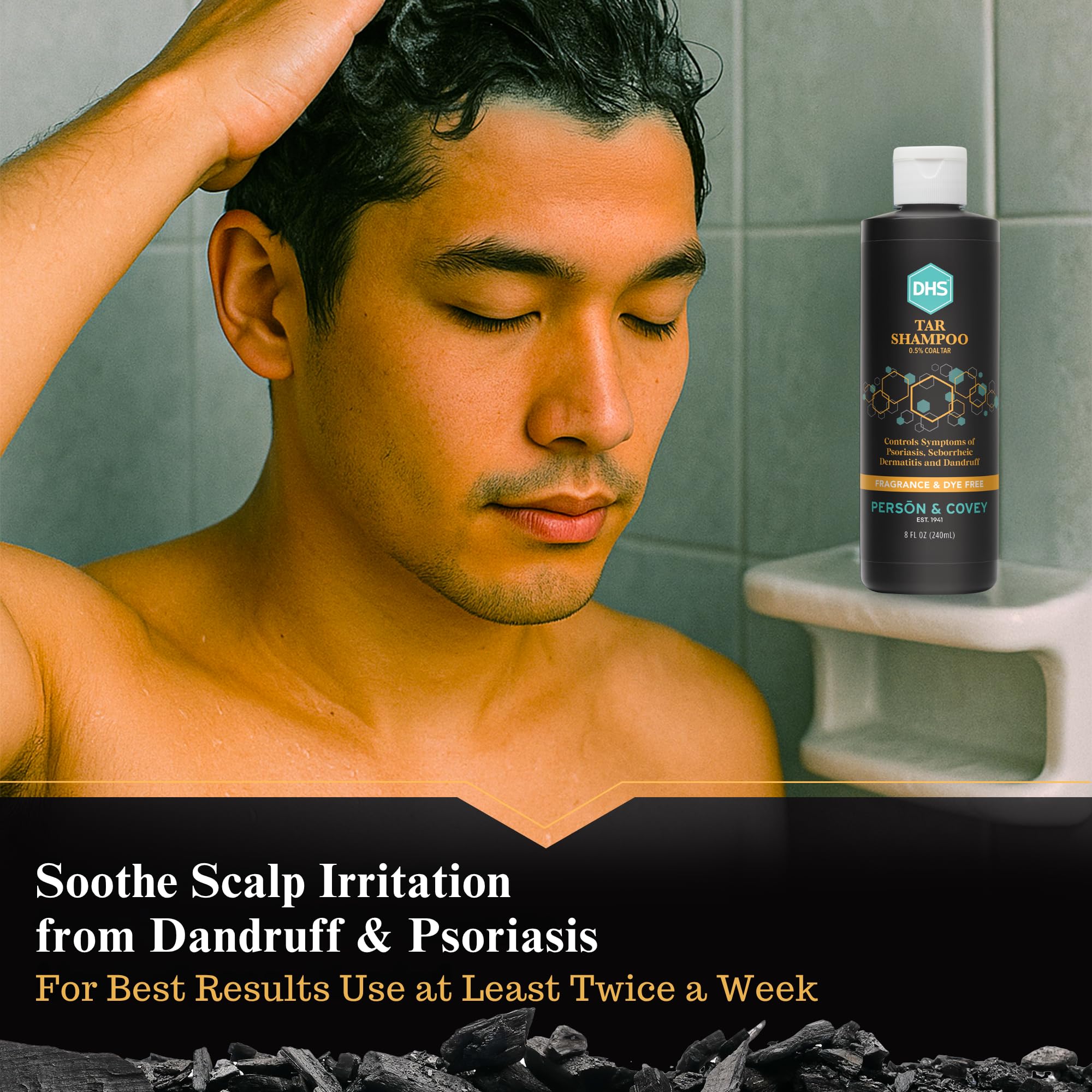 DHS Person & Covey Coal Tar Shampoo, Unscented, 8 Fl Oz, Pack of 3