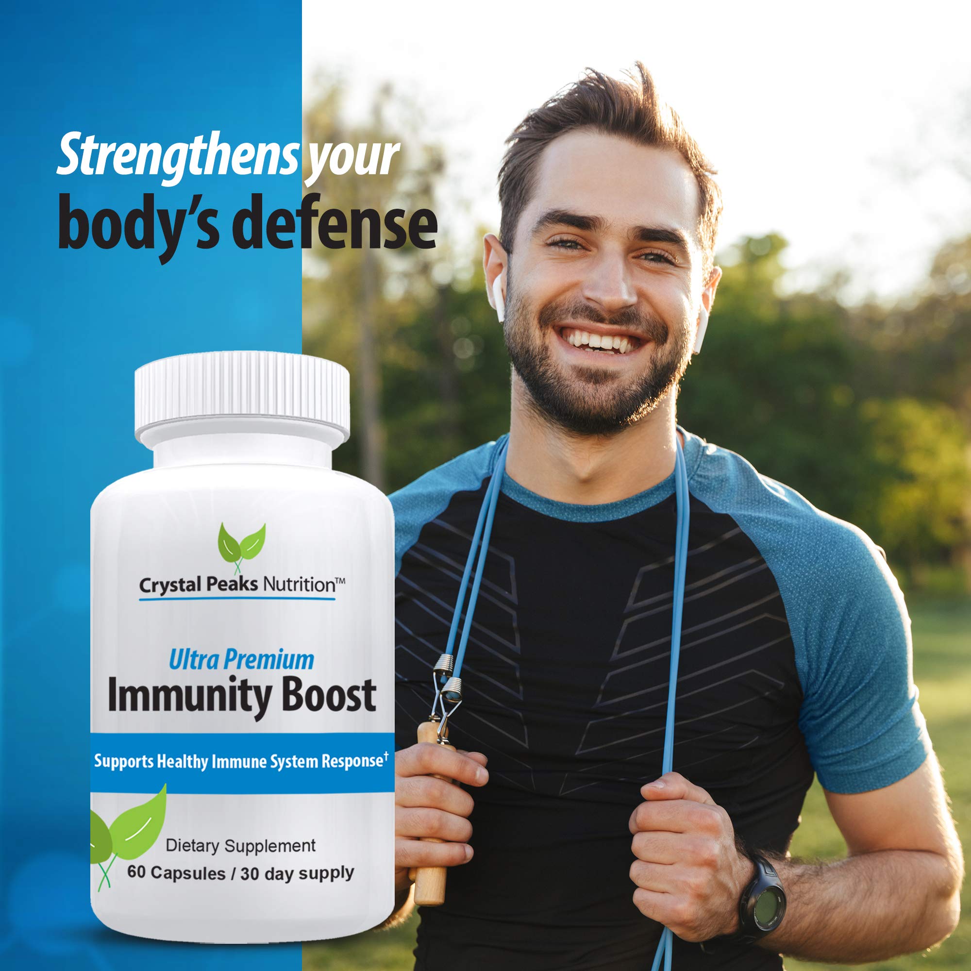 Immune Support Capsules with Elderberry, Vitamin C, Echinacea, Garlic, Zinc, Turmeric, and More for Adult Men and Women - Easy-to-Swallow Immune Support Vitamins - 60 Vegan Capsules (30 Day Supply)