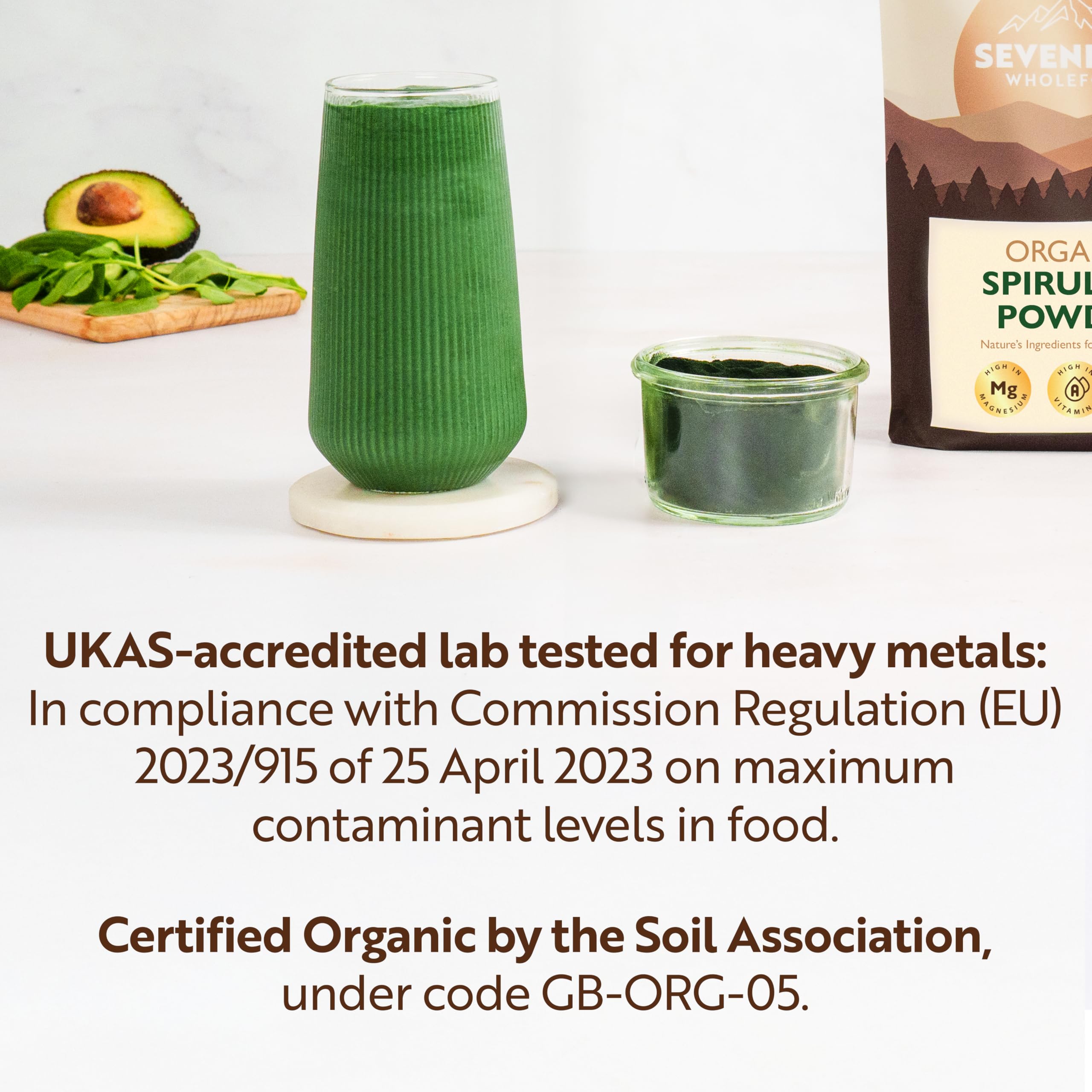 Sevenhills Wholefoods Organic Spirulina Powder 500g | Certified Organic | Nutrient-Dense | 100% Pure & Natural