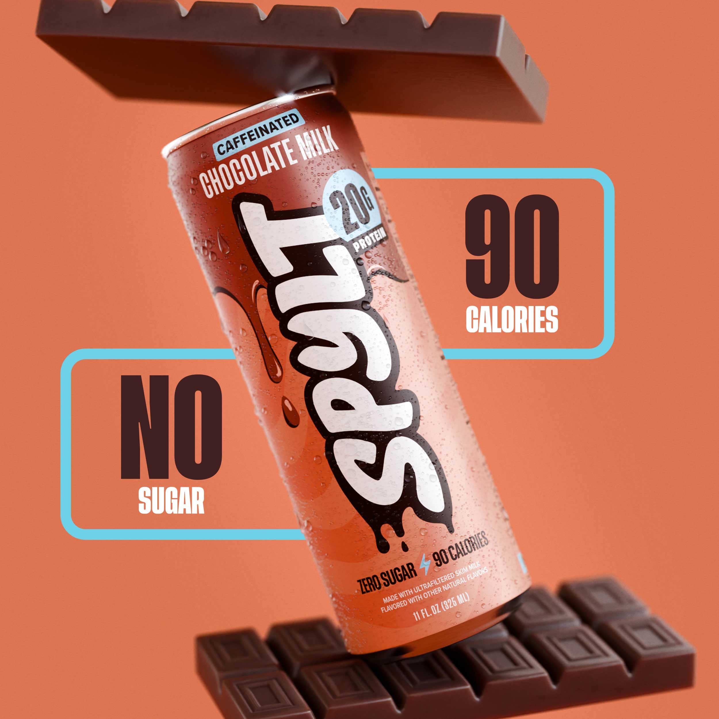 Spylt High Protein Chocolate Milk with 60mg Caffeine & 20g Protein - 90 Calories, Ready to Drink, Sugar Free, Lactose Free Milk, Perfect for Workout Recovery & Afternoon Pick Me Up - 12 Count - Packaging May Vary