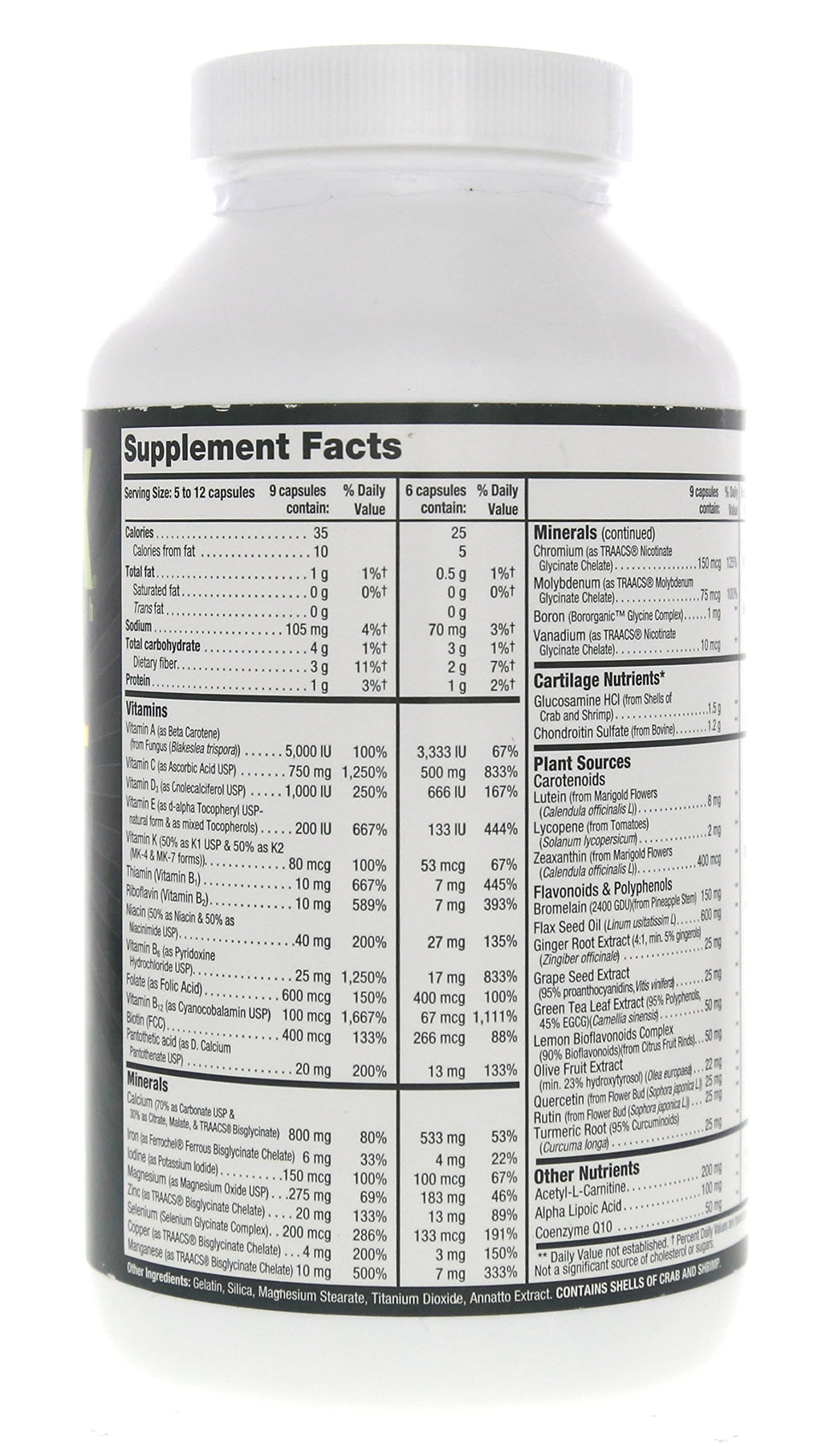 Nutriex Sport Comprehensive Multivitamin Supplement with Glucosamine & Chondroitin 270 Capsules