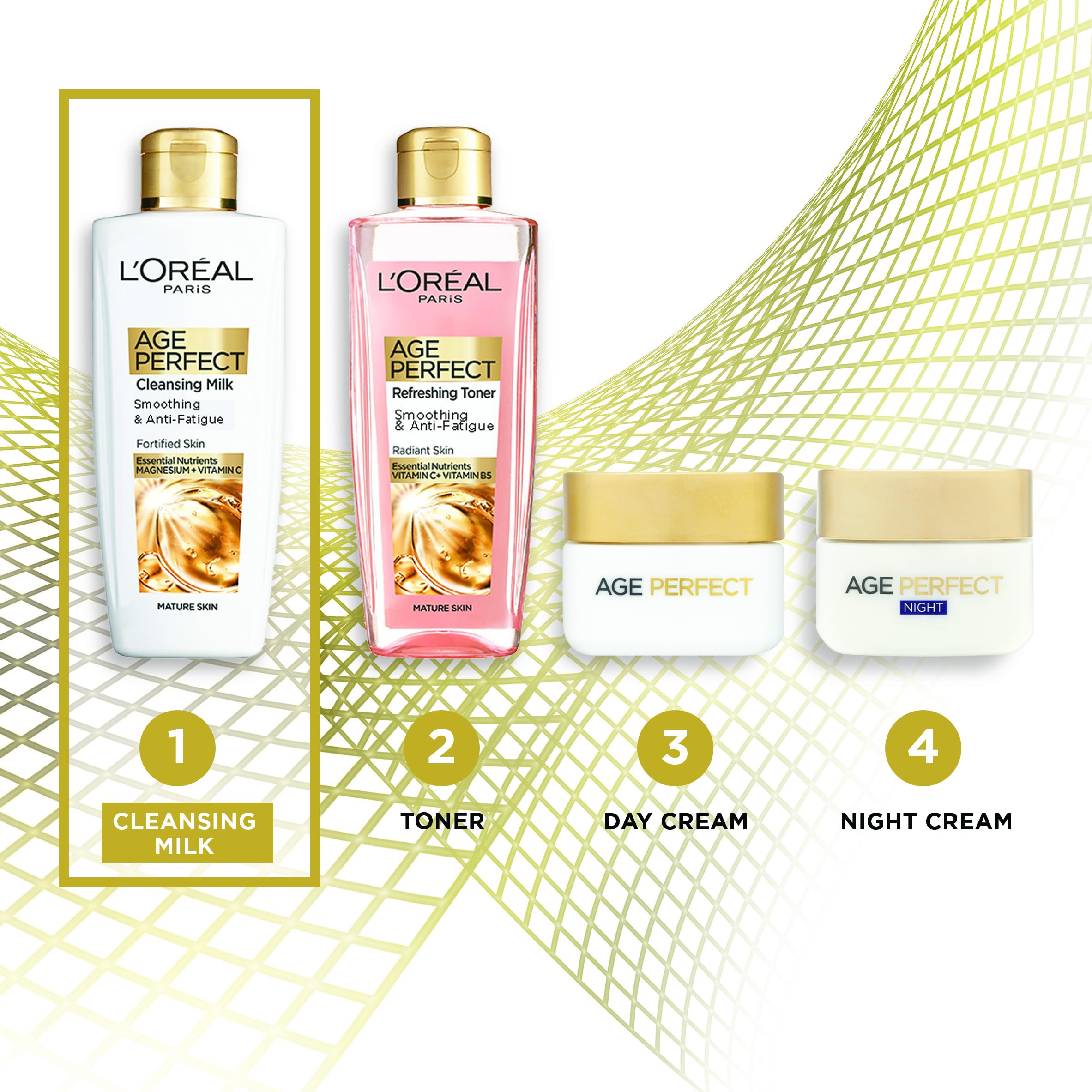 L'Oreal Paris Smoothing Cleansing Milk, Age Perfect, with Vitamin C, 200ml