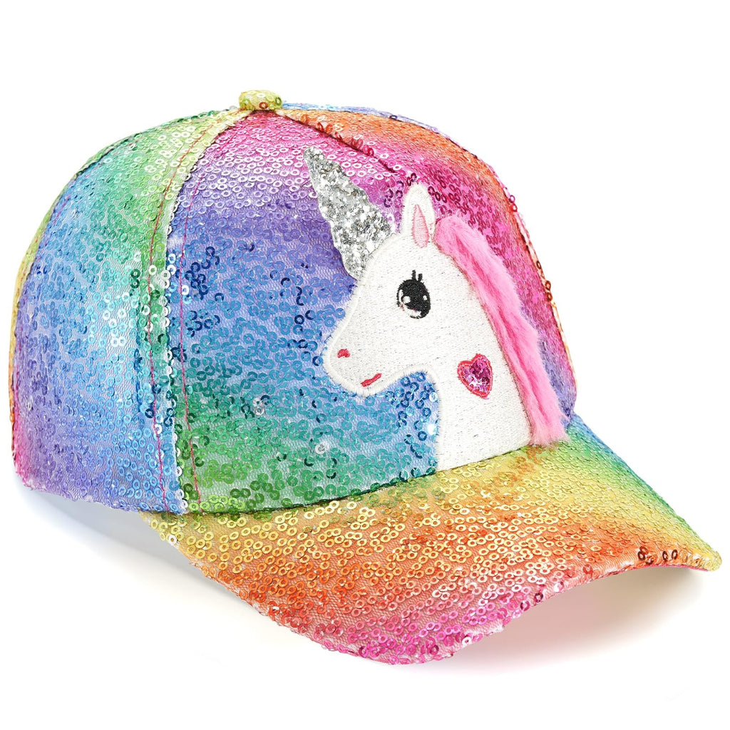 WAWSAM Girls Baseball Cap Kids Hat Unicorn Sequin Baseball Cap Adjustable Toddler Girls Hat Sparkly Summer Sun Hat for Girls Age 3-8 (UK, Age, 4 Years, 8 Years, Sequin Purple & Green)