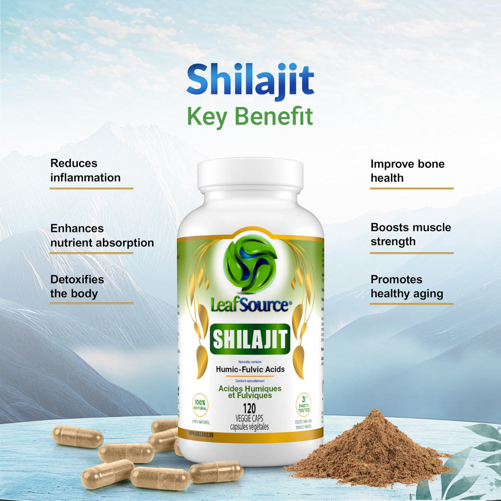 LEAFSOURCE Shilajit with Humic & Fulvic Acid (120 Capsules) with Trace Minerals, Electrolytes, Vitamins, Supports Energy, Gut & Joint Health, Absorb Nutrients