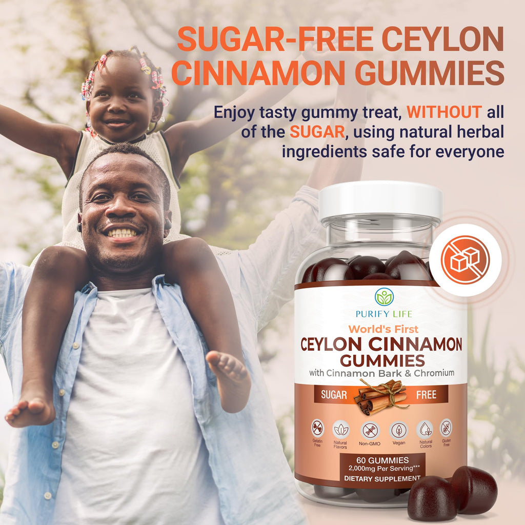 Sugar-Free Ceylon Cinnamon Gummies (2,000mg/Serving) – Vegan, Gluten-Free Herbal Cinnamon Supplement – Replace Cinnamon Capsules, Pills & Powders, 7-Keto – 60 Chews