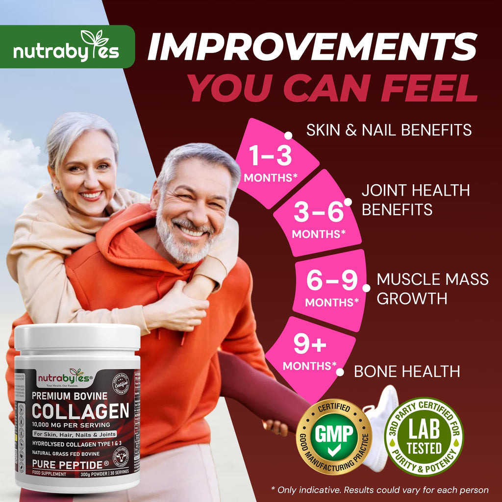 Bovine Collagen Powder 10000mg | Grass Fed | Type 1&3 | Unflavoured | 300g
