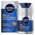 NIVEA MEN Anti-Age Hyaluron SPF15 Moisturising Face Cream (50ml), Anti Wrinkle Face Cream with Hyaluronic Acid and Pro-Retinol, Men's Moisturiser Visibly Reduces Deep Wrinkles and Firms Skin