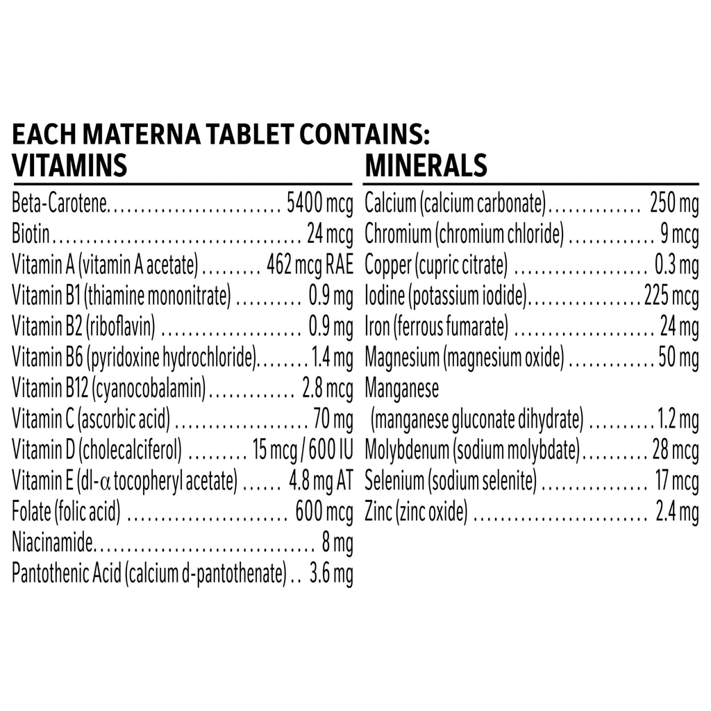 NESTLÉ Materna Prenatal Multivitamin with DHA Supplement | Folic Acid | 60 tablets + 60 DHA soft gels