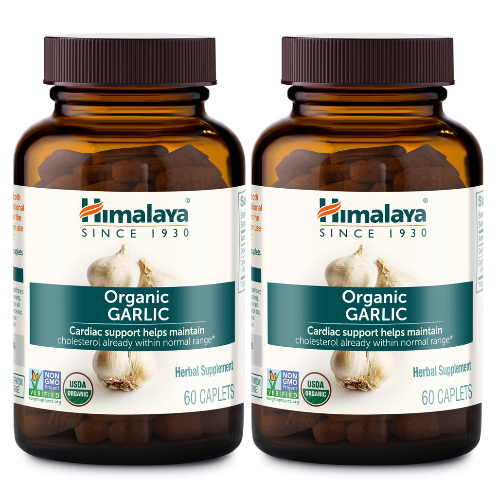 Himalaya USDA Organic Garlic Capsules-Herbal Garlic Supplements for Lipid Metabolism and Immune Support-Garlic Pills,Garlic Extract,Support Cholesterol Levels,Vegan,Non-GMO,1400 mg,120 Caplets