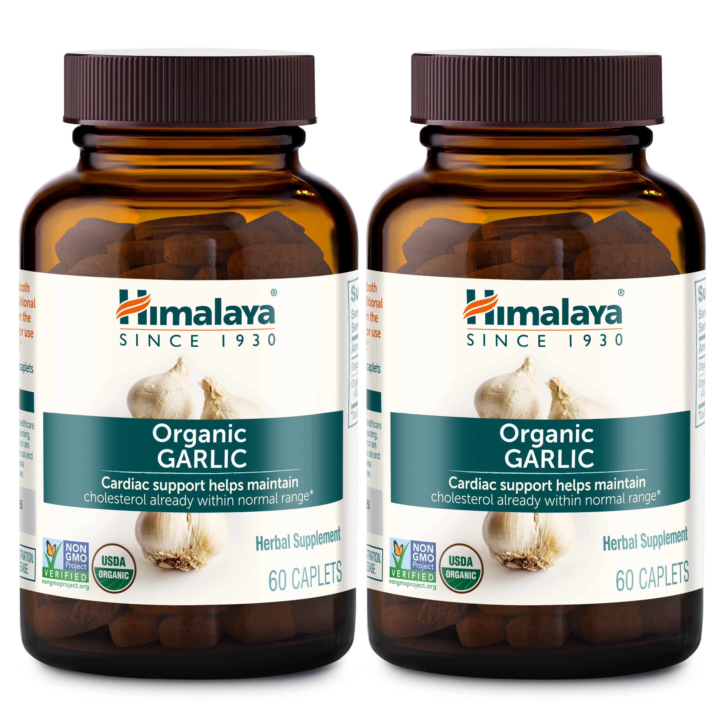 Himalaya USDA Organic Garlic Capsules-Herbal Garlic Supplements for Lipid Metabolism and Immune Support-Garlic Pills,Garlic Extract,Support Cholesterol Levels,Vegan,Non-GMO,1400 mg,120 Caplets