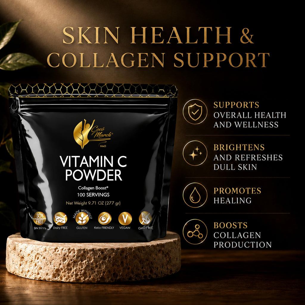 Cocó March N.M.D Vitamin C Powder 1000 mg – Immune Support Supplement with Zinc, Bromelain, Quercetin & L-Lysine, Supports Collagen Production, Vegan, Gluten & Dairy Free, Keto Friendly, 10 oz